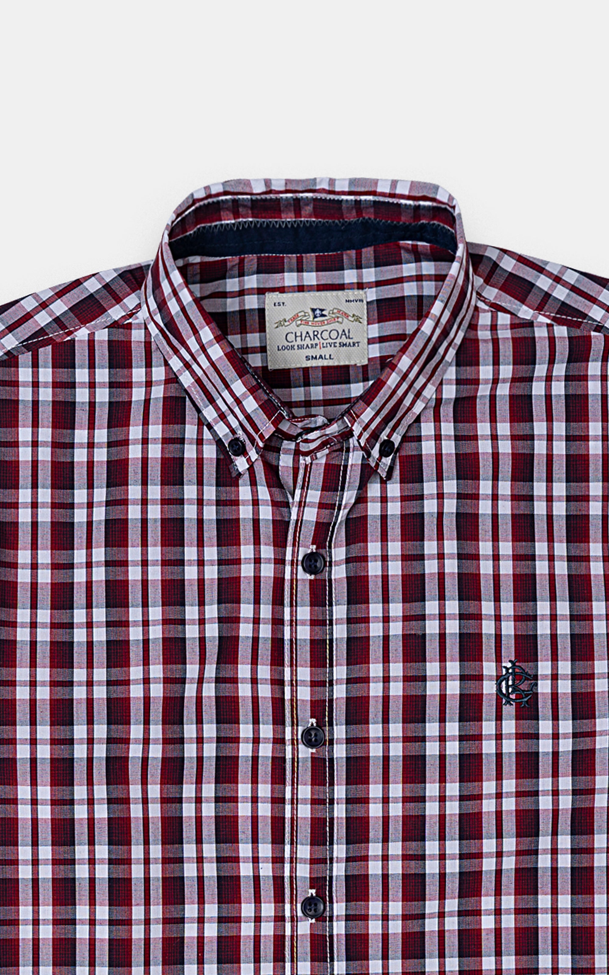CASUAL SHIRT MAROON CHECK