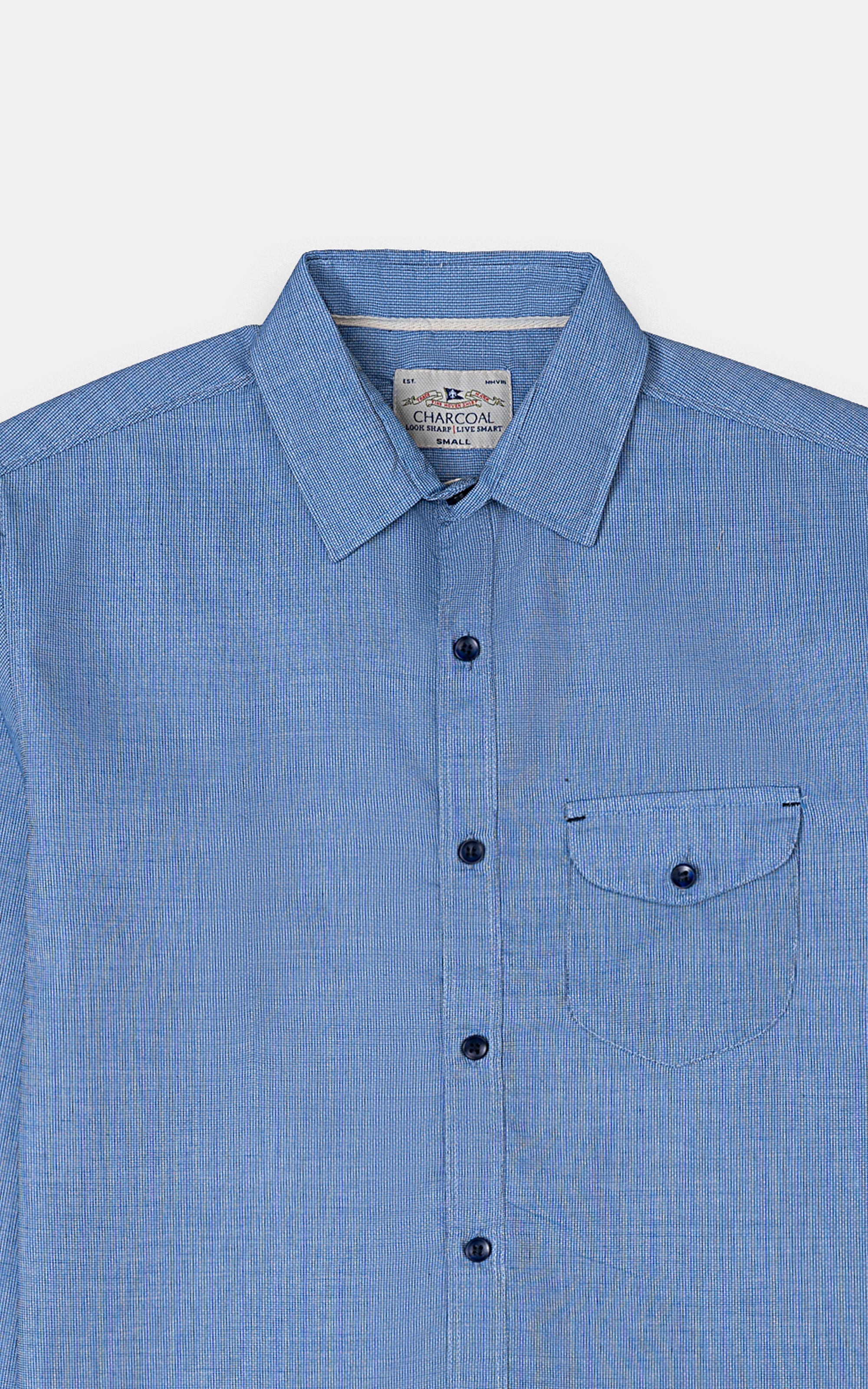 CASUAL SHIRT BLUE TEXTURED