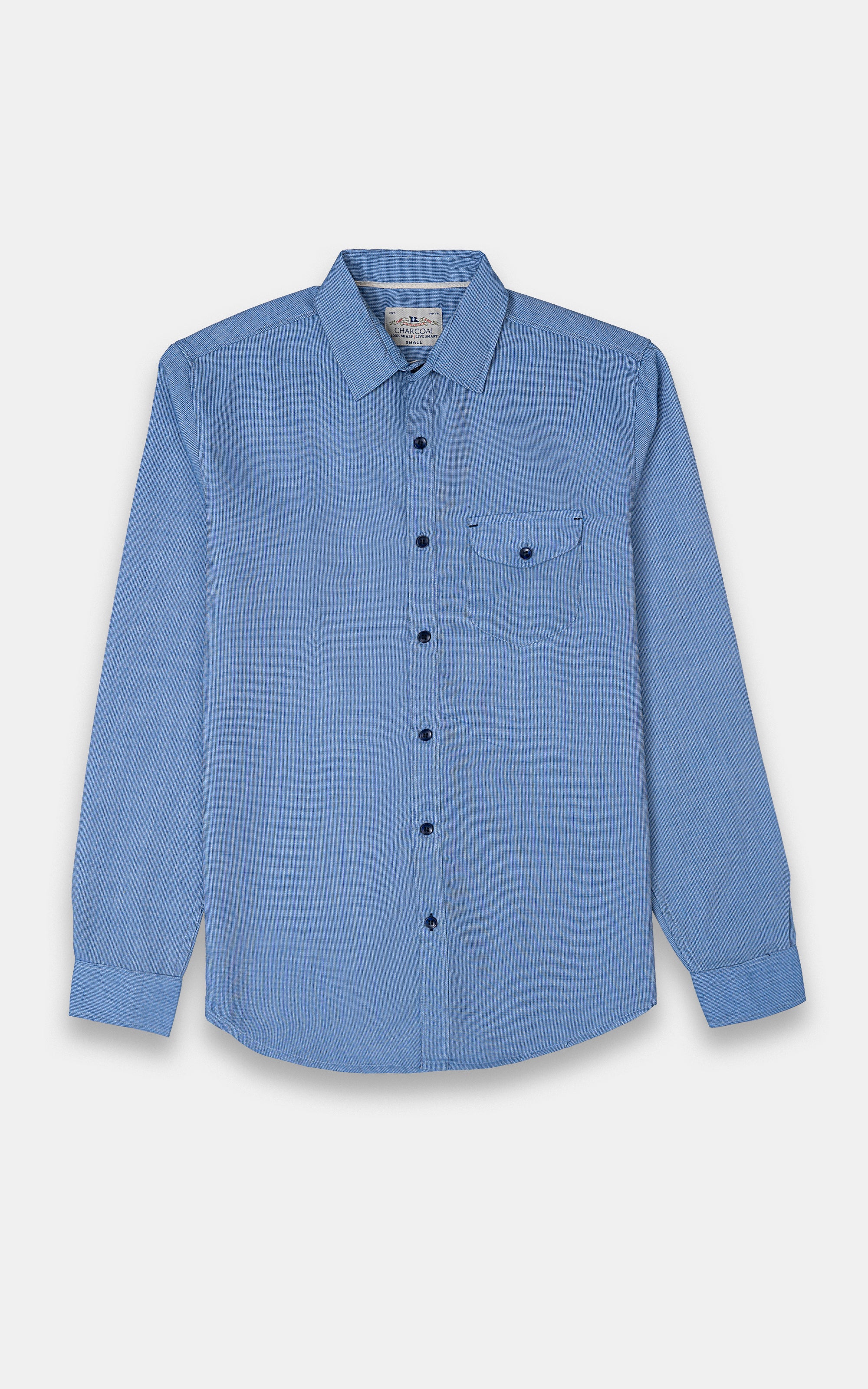 CASUAL SHIRT BLUE TEXTURED