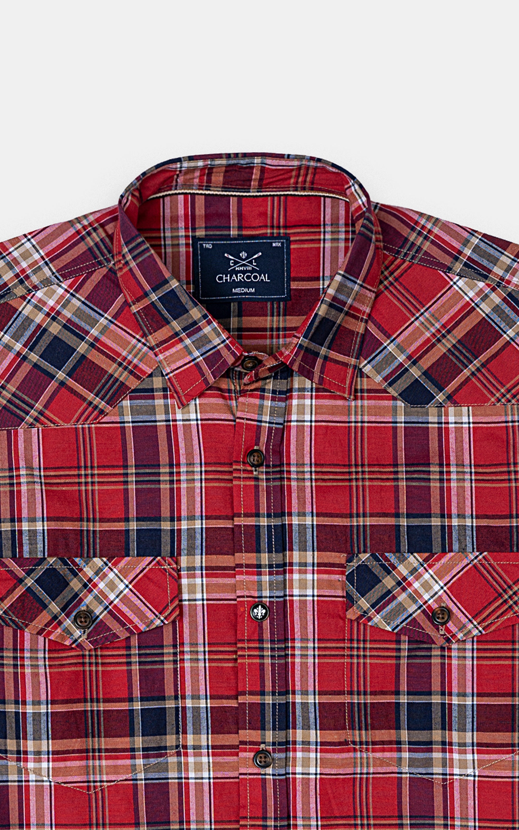 CASUAL SHIRT MAROON CHECK