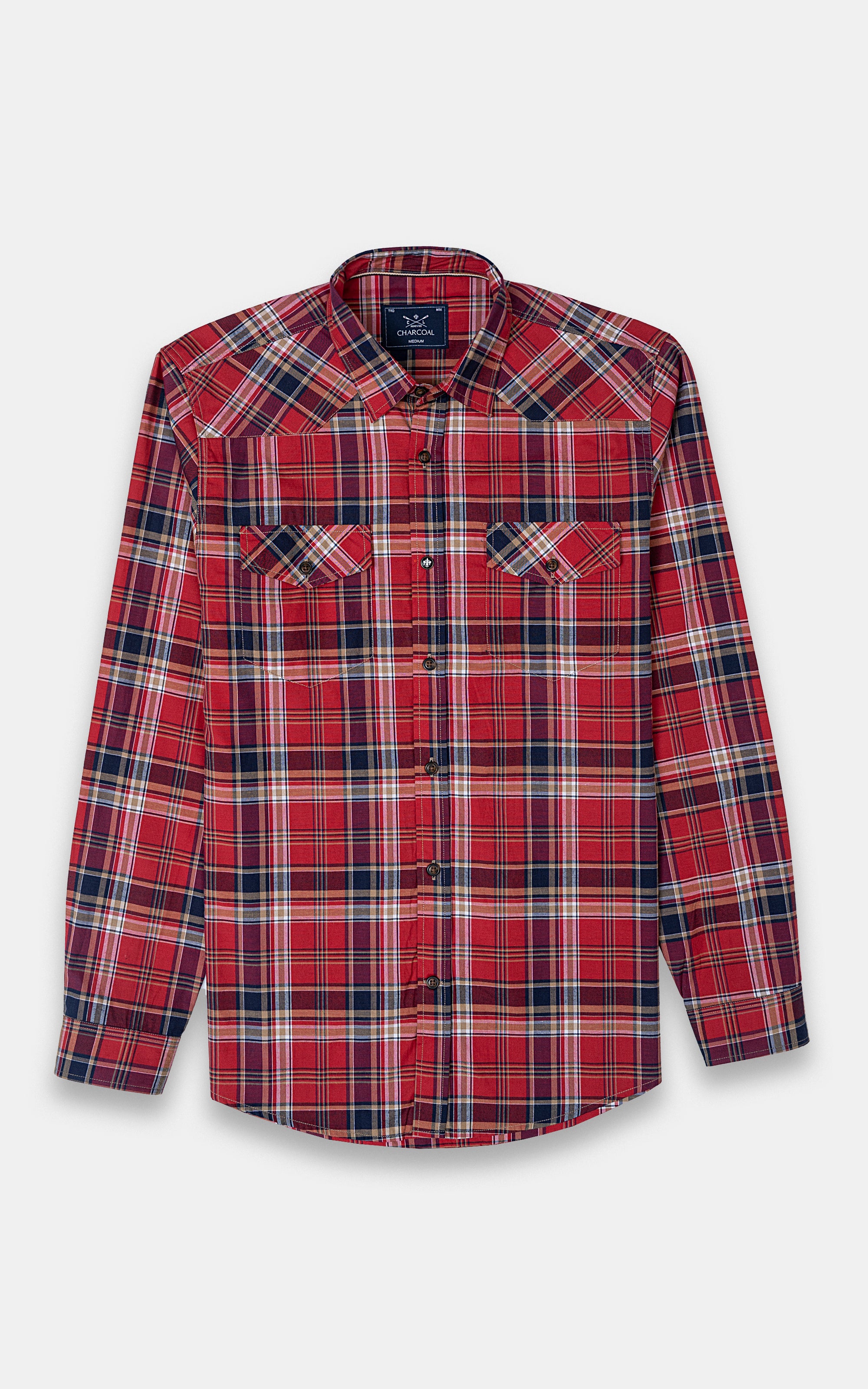 CASUAL SHIRT MAROON CHECK