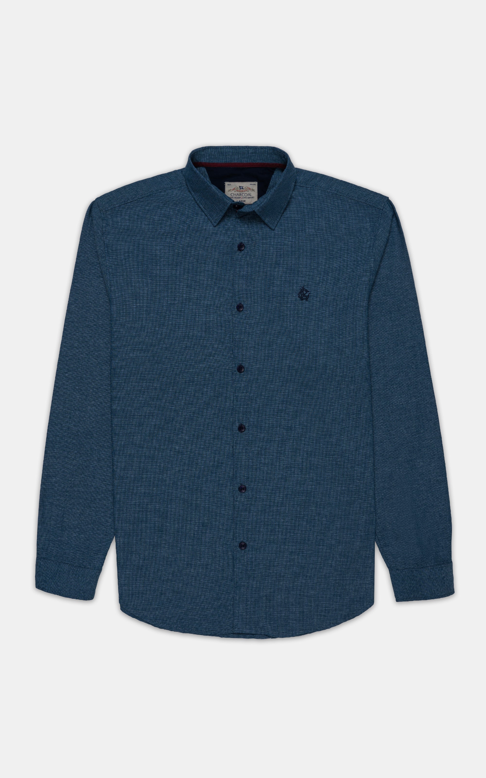 CASUAL SHIRT BLUE TEXTURED