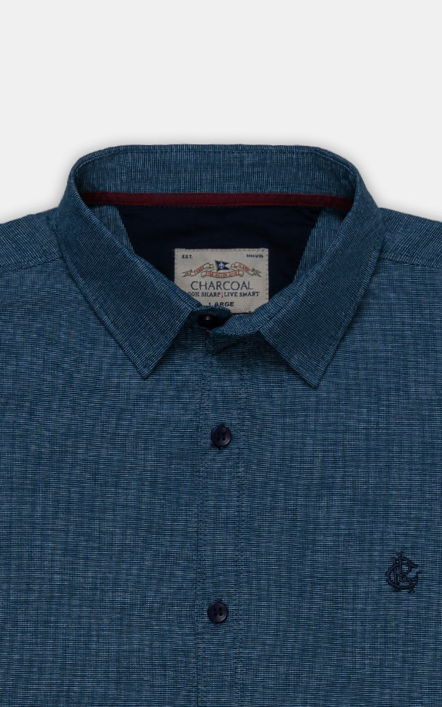 CASUAL SHIRT BLUE TEXTURED