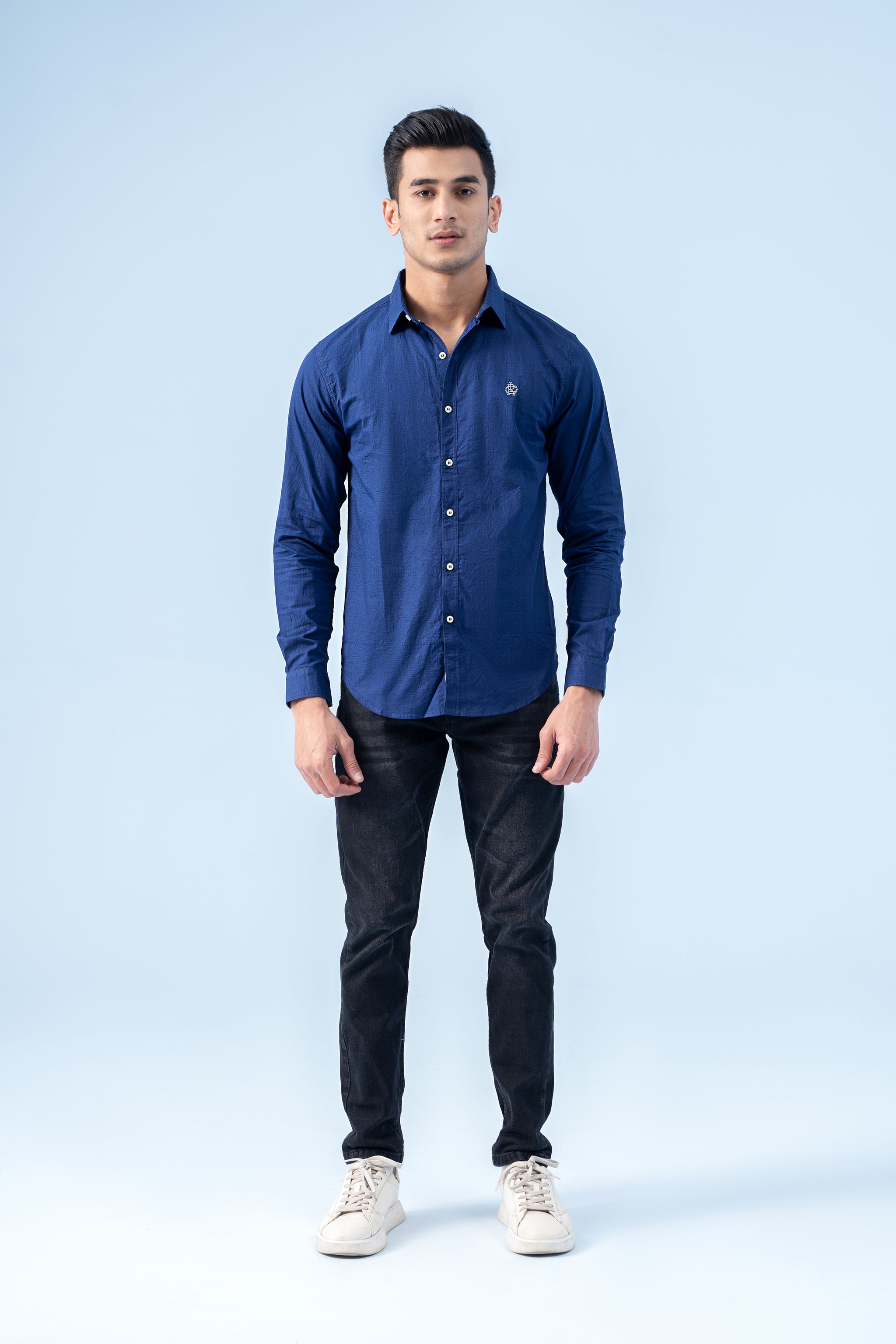 Men's Blue Comfort Printed Casual Shirt