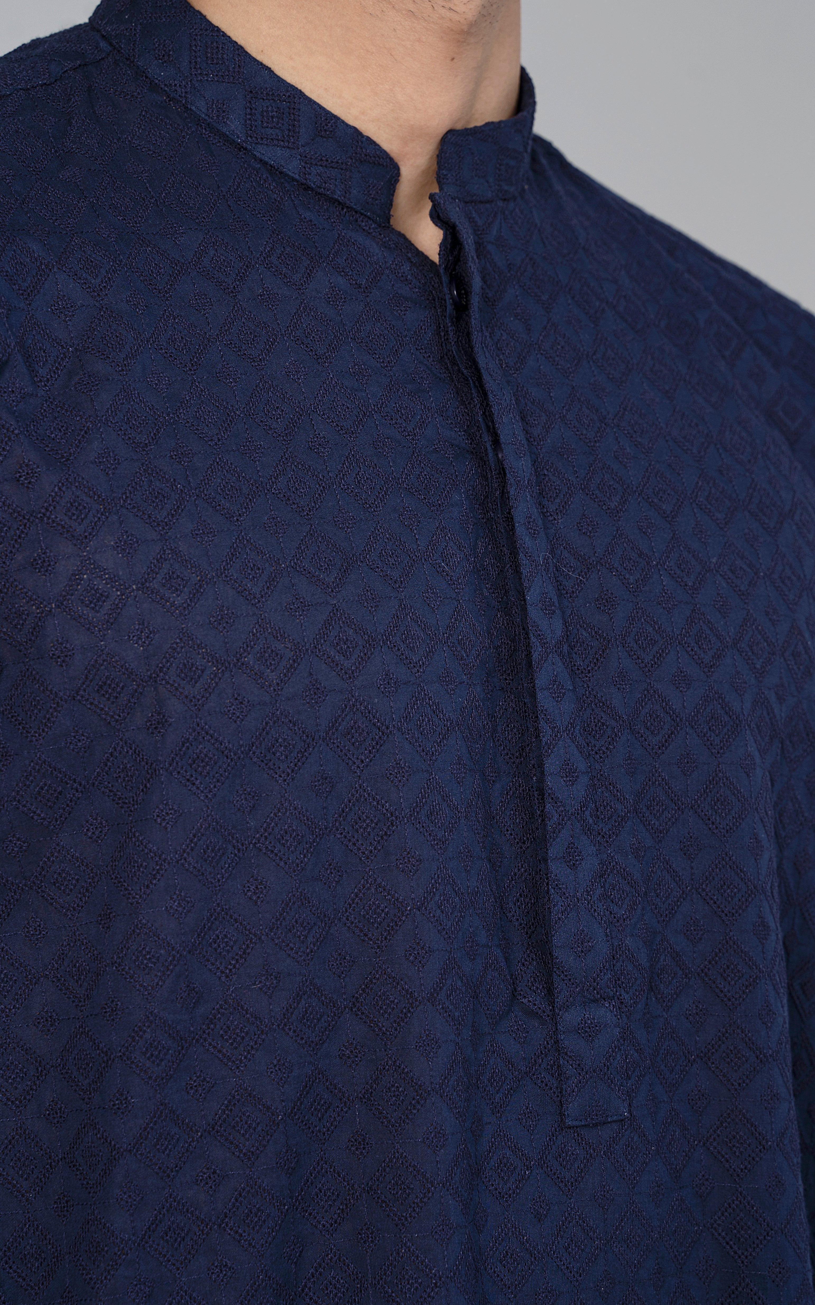 SCHIFFILI EMBROIDERED KURTA- SIGNATURE COLLECTION ROYAL BLUE