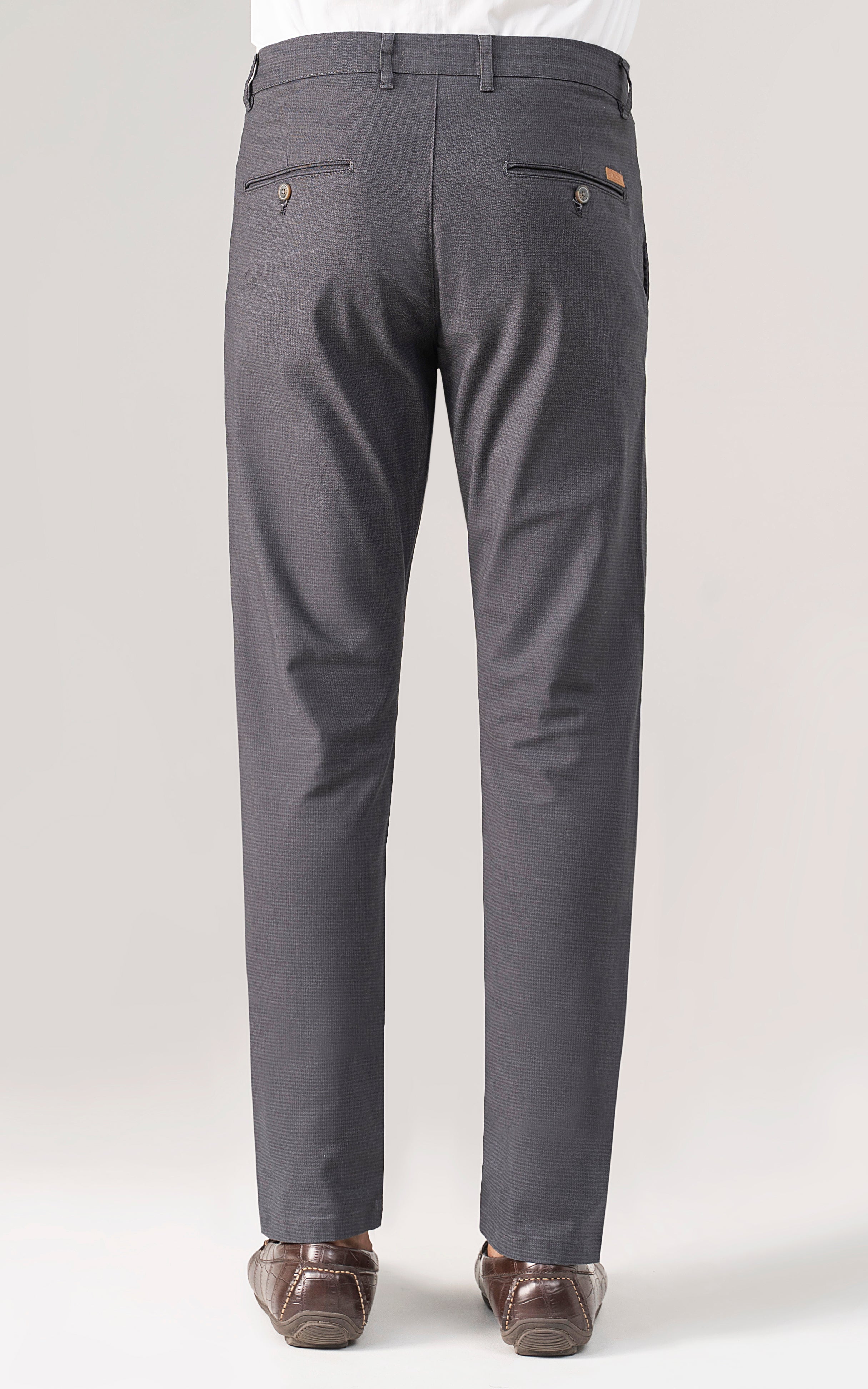 TEXTURED SLIM FIT CASUAL PANT CHARCOAL GREY