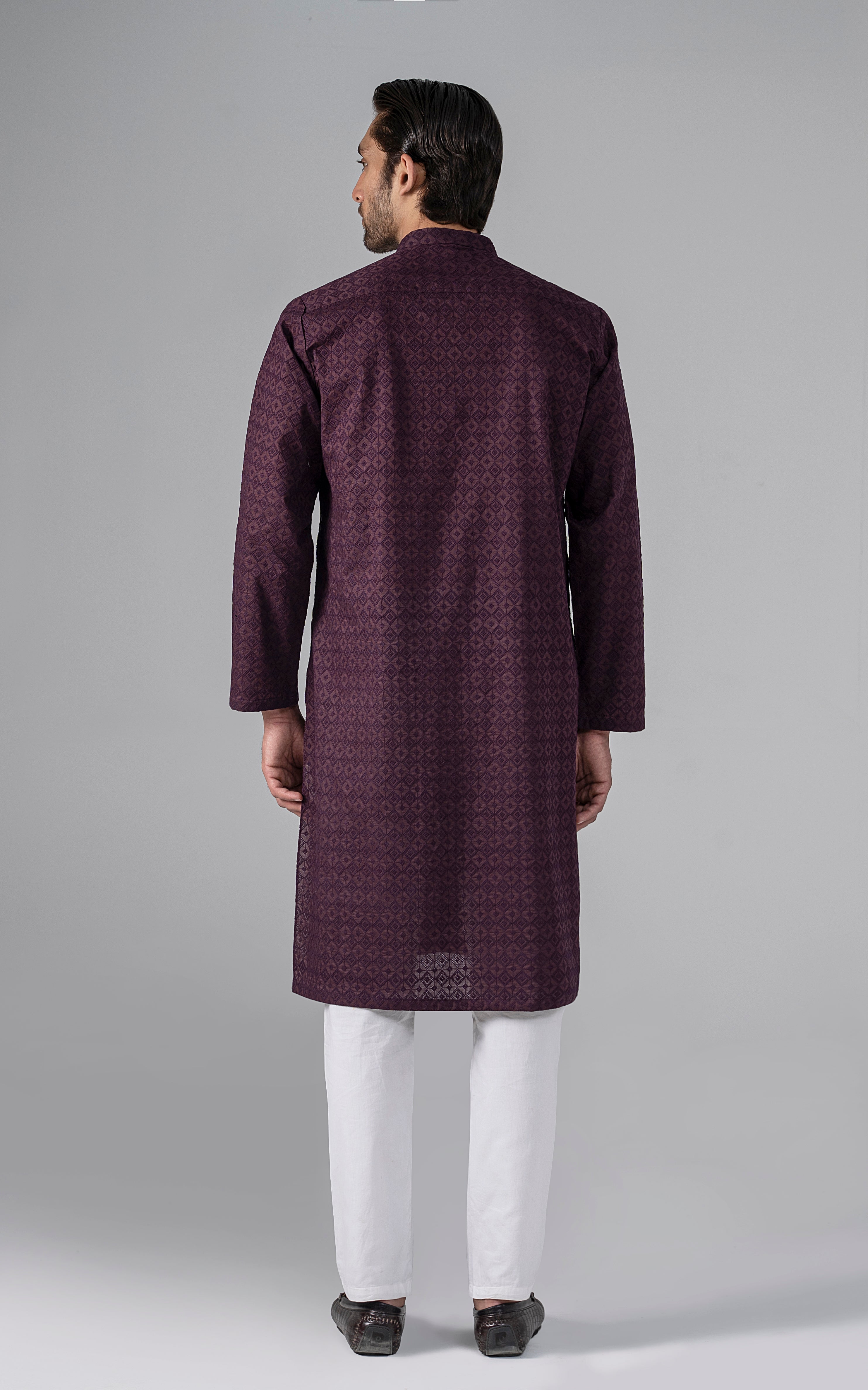 SCHIFFILI EMBROIDERED KURTA- SIGNATURE COLLECTION BURGUNDY