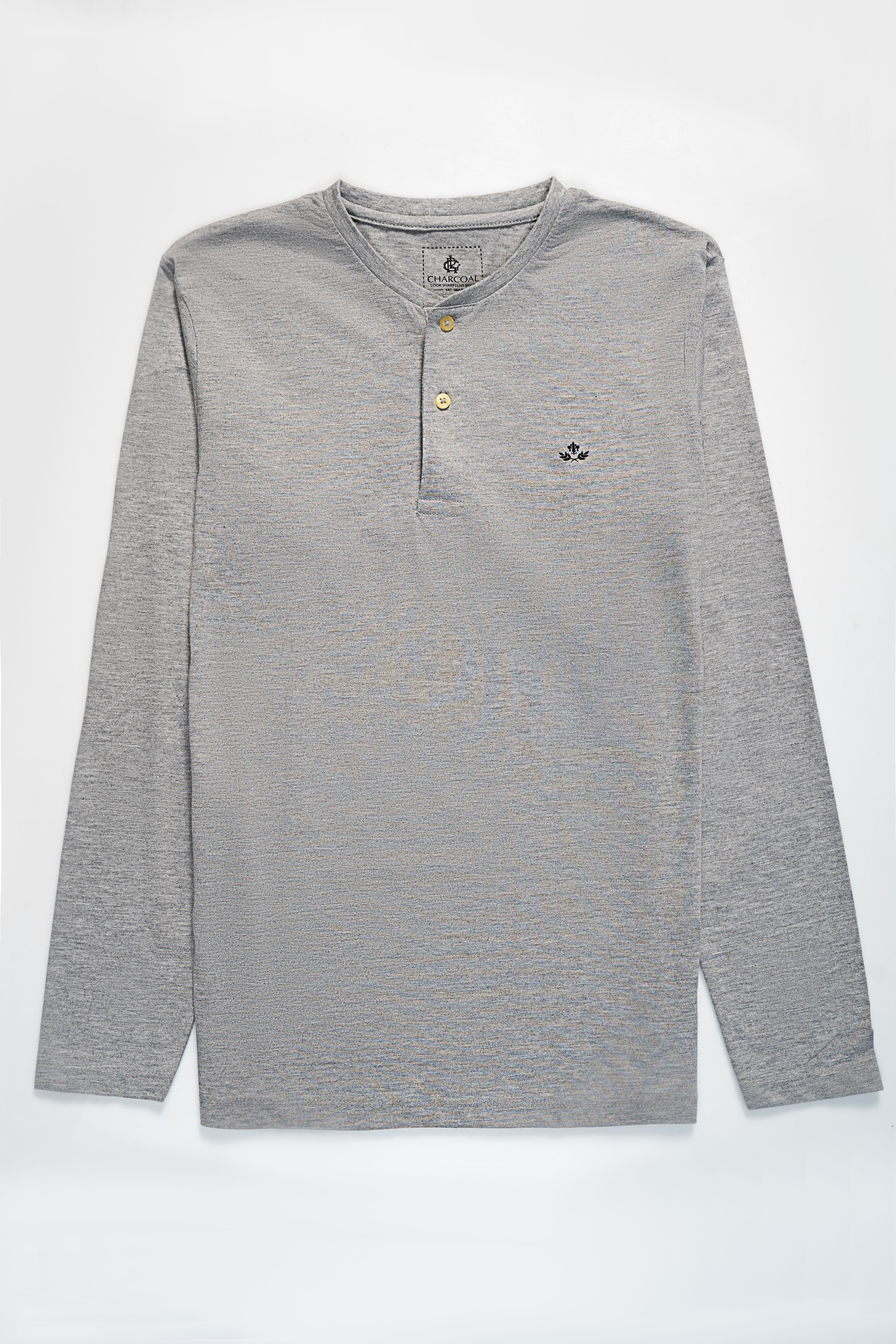 T SHIRT HENLY F/S GREY MELANGE - Charcoal Clothing