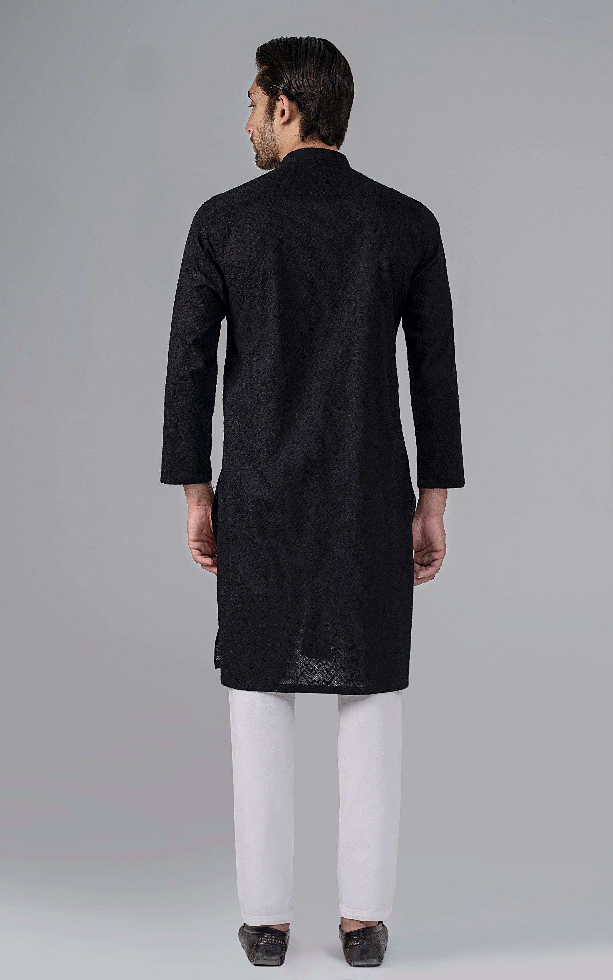 SCHIFFILI EMBROIDERED KURTA- SIGNATURE COLLECTION BLACK