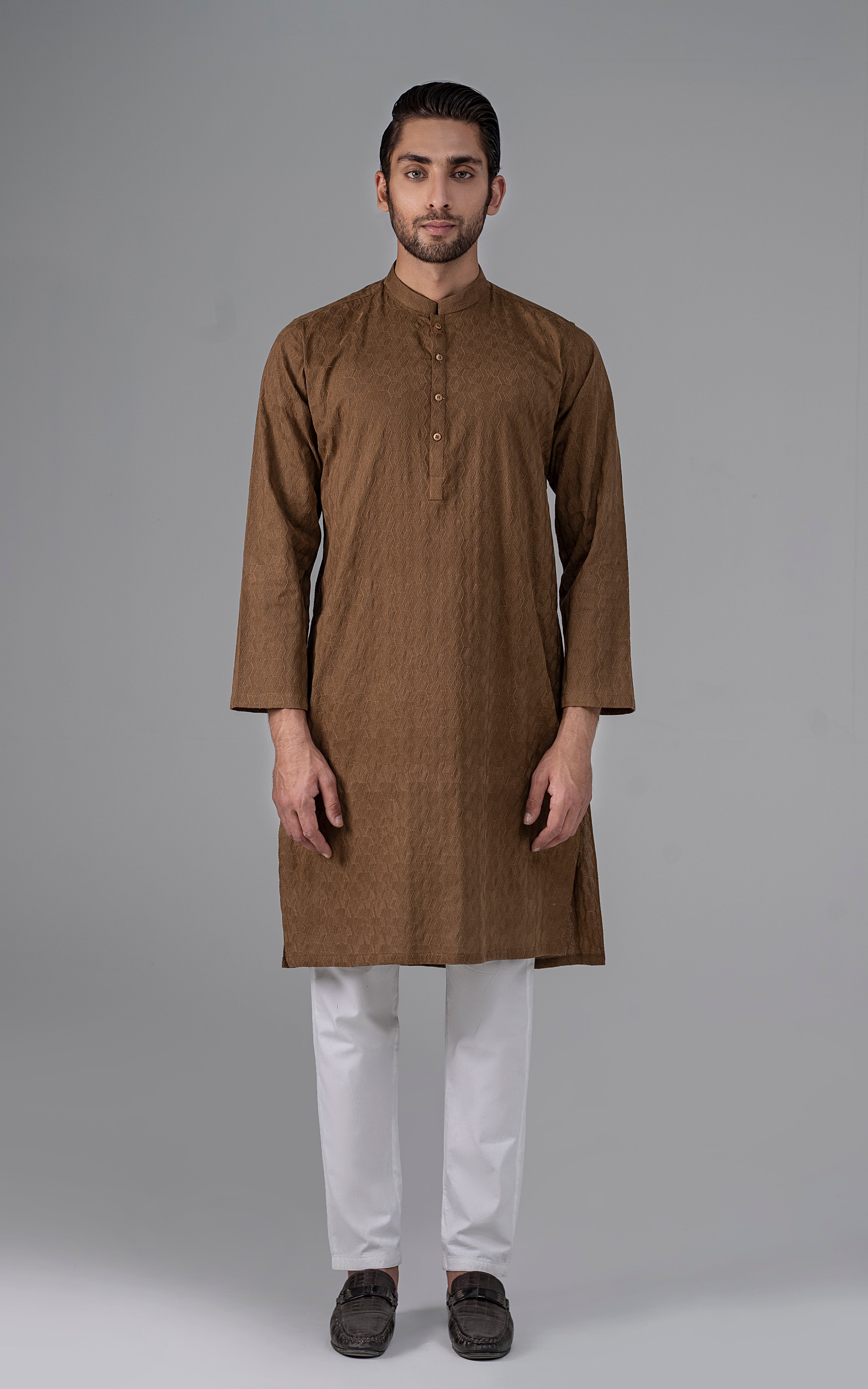 SCHIFFILI EMBROIDERED KURTA- SIGNATURE COLLECTION MUSTARD