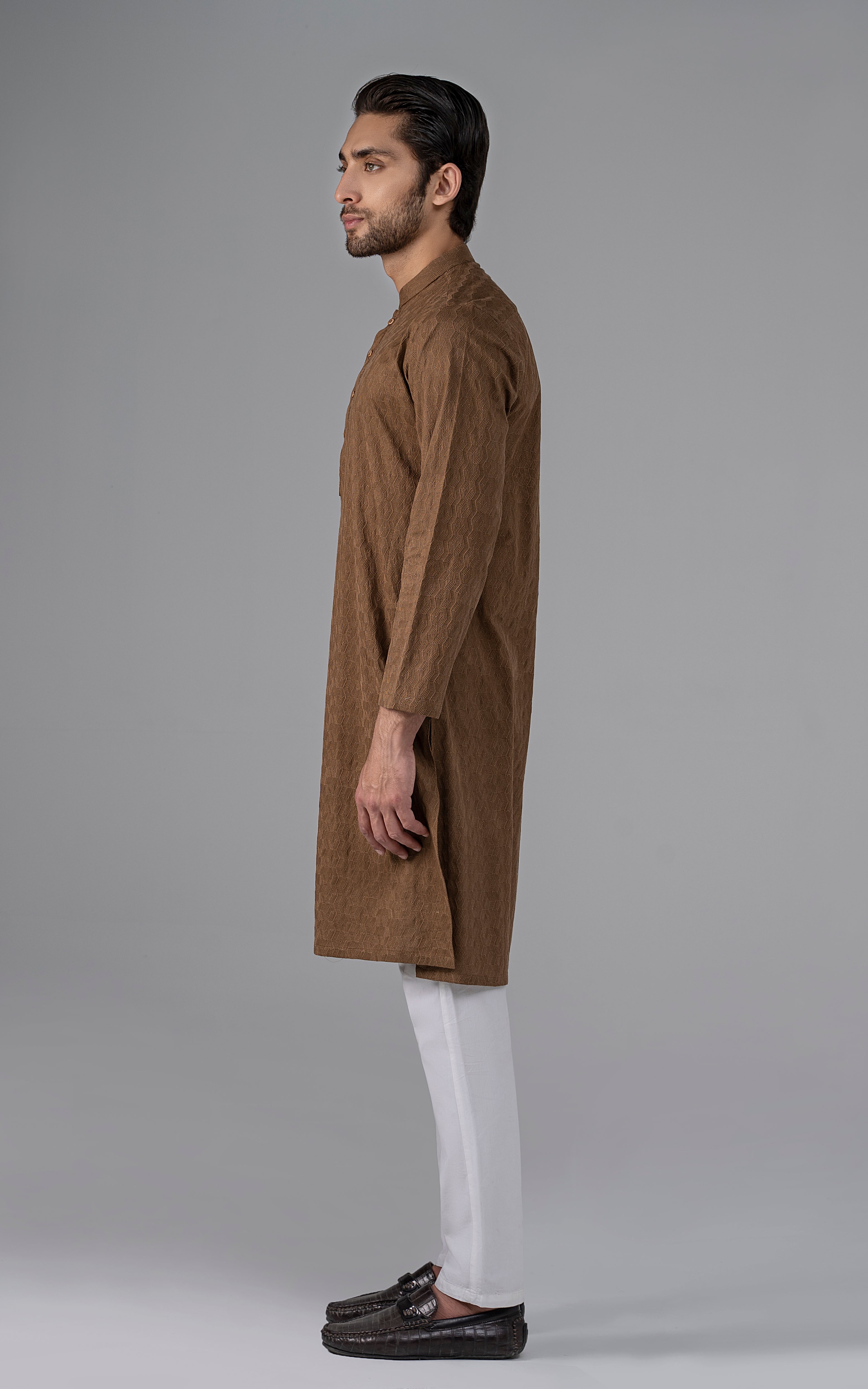 SCHIFFILI EMBROIDERED KURTA- SIGNATURE COLLECTION MUSTARD