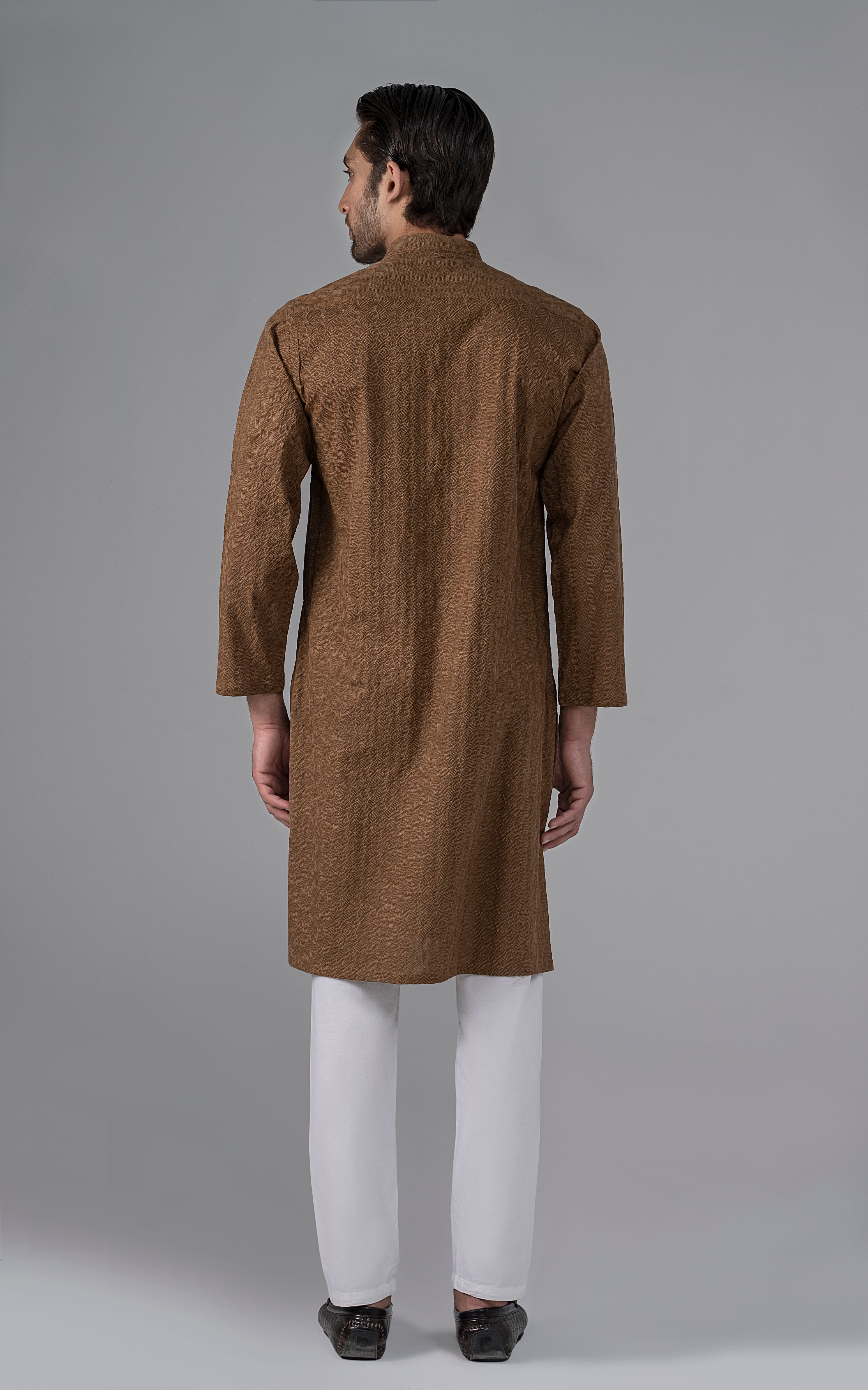 SCHIFFILI EMBROIDERED KURTA- SIGNATURE COLLECTION MUSTARD