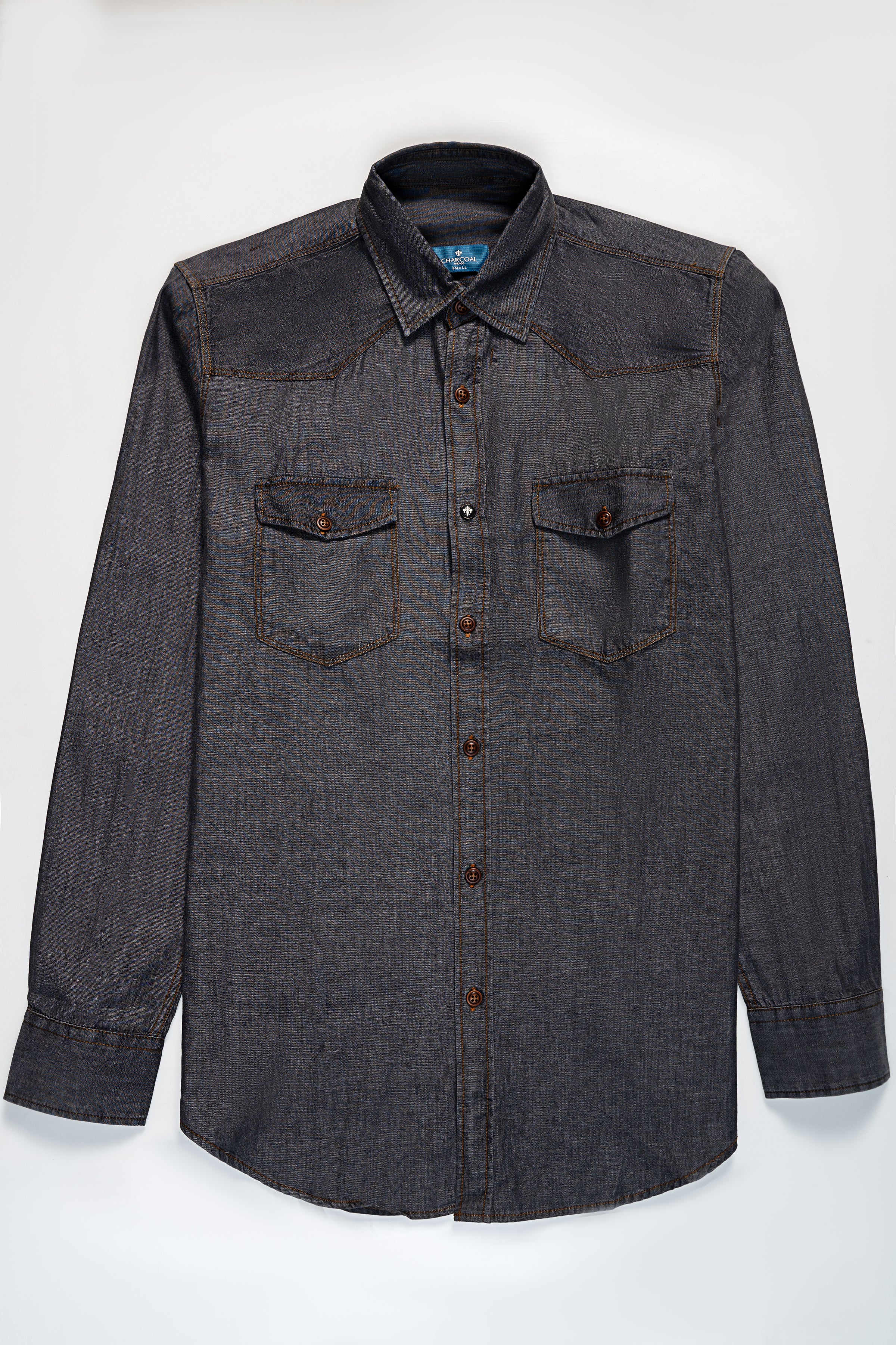 DENIM SHIRT DARK GREY - Charcoal Clothing