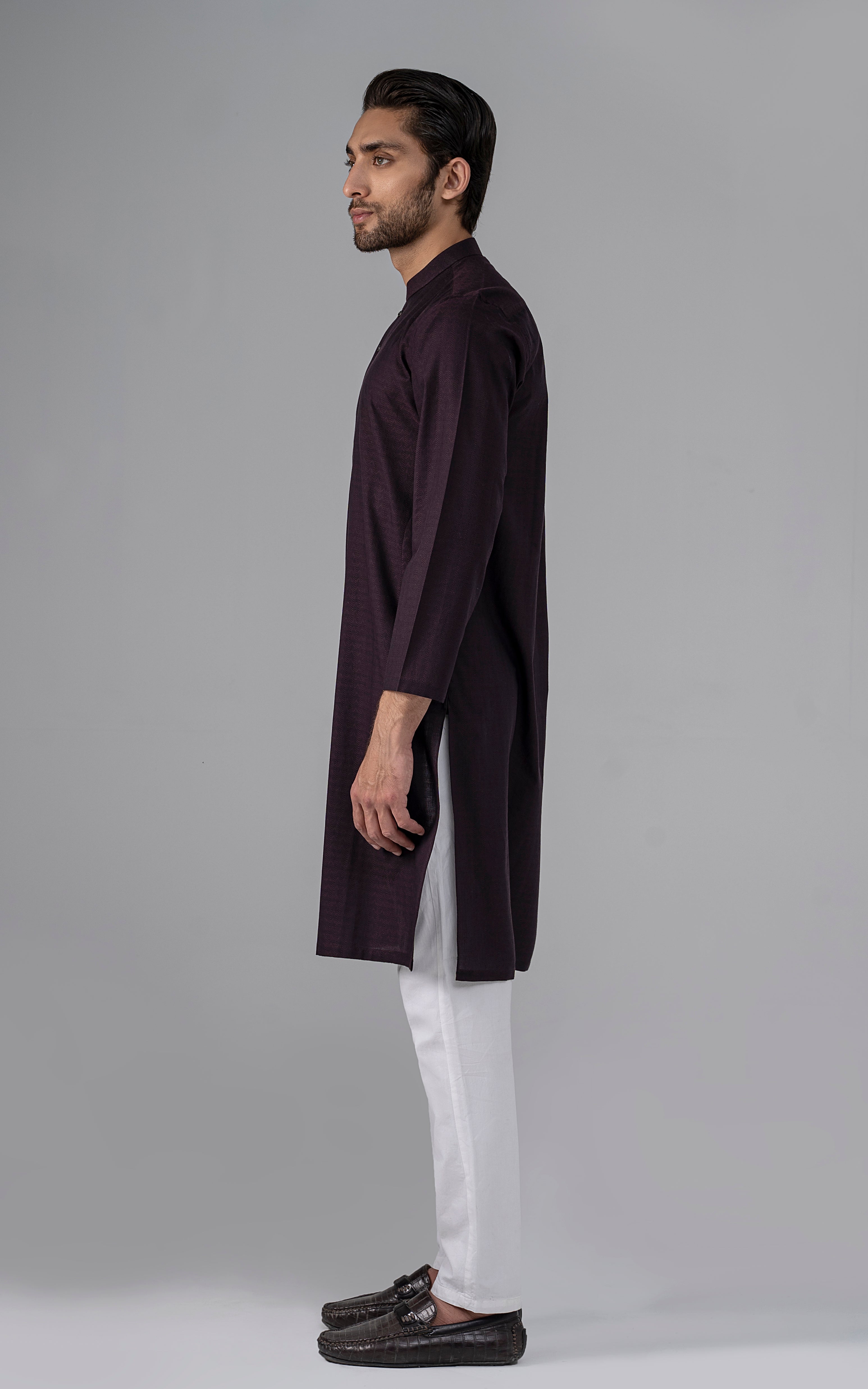 JACQUARD YARN DYED KURTA - PREMIUM COLLECTION BURGUNDY