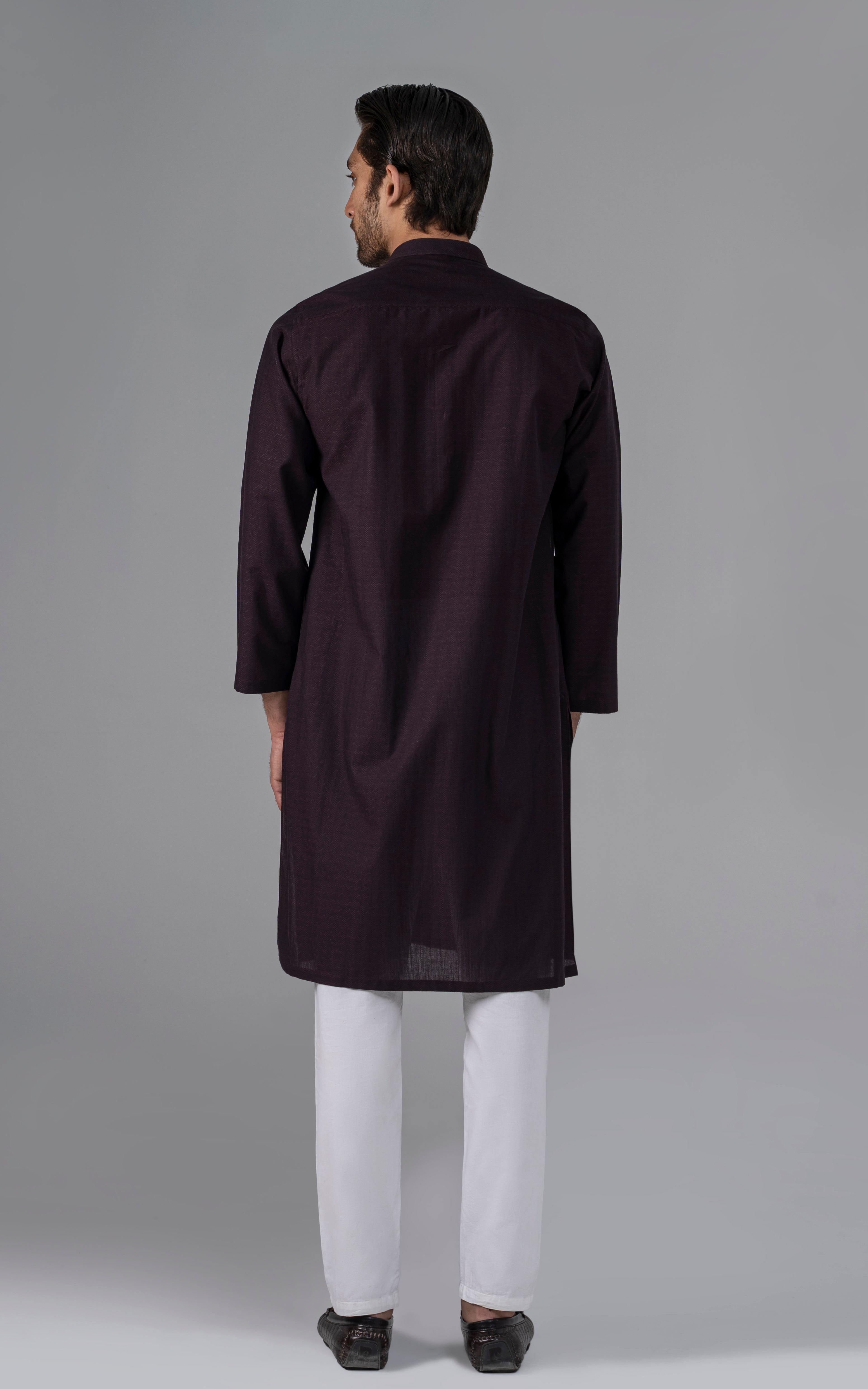 JACQUARD YARN DYED KURTA - PREMIUM COLLECTION BURGUNDY