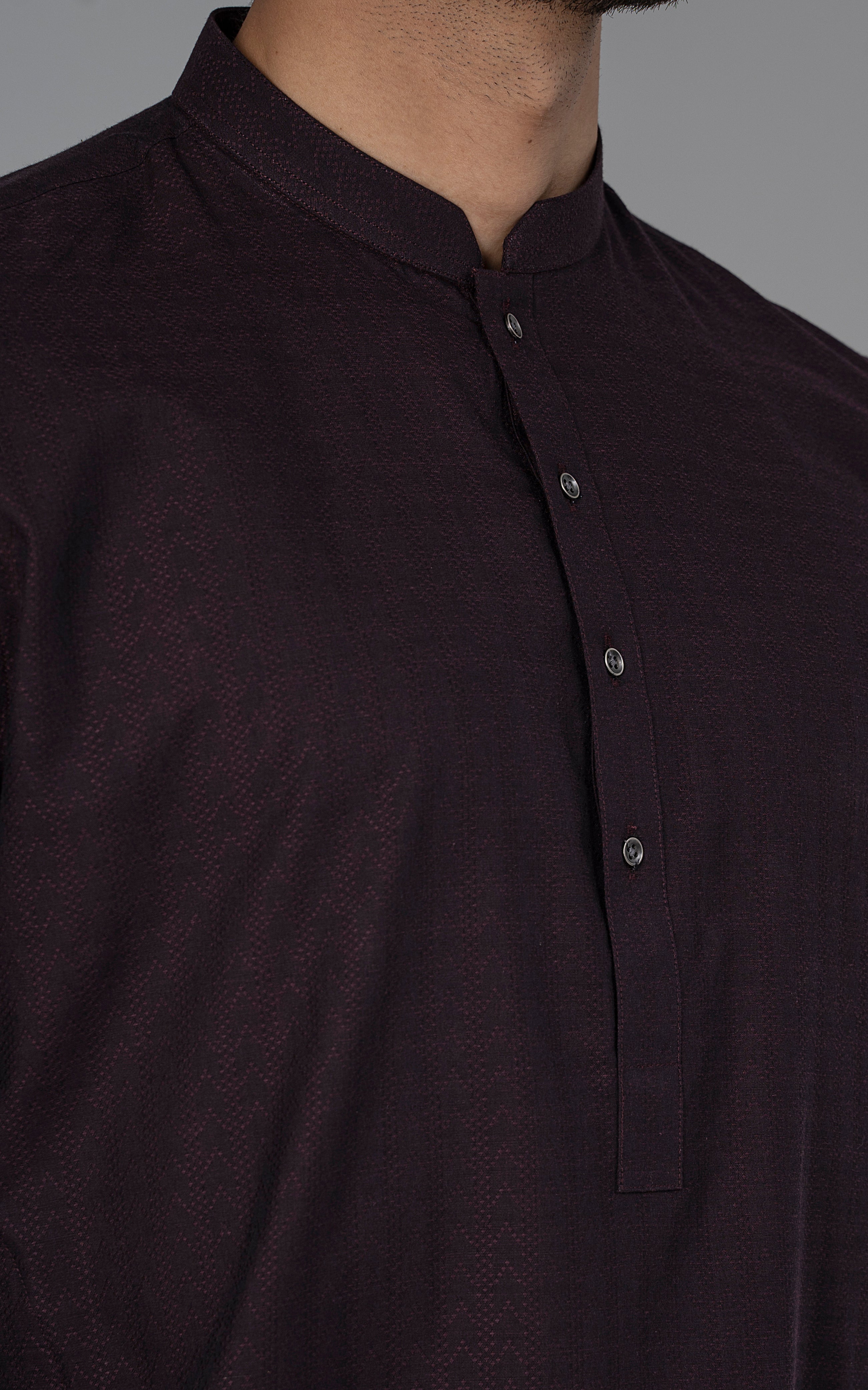 JACQUARD YARN DYED KURTA - PREMIUM COLLECTION BURGUNDY