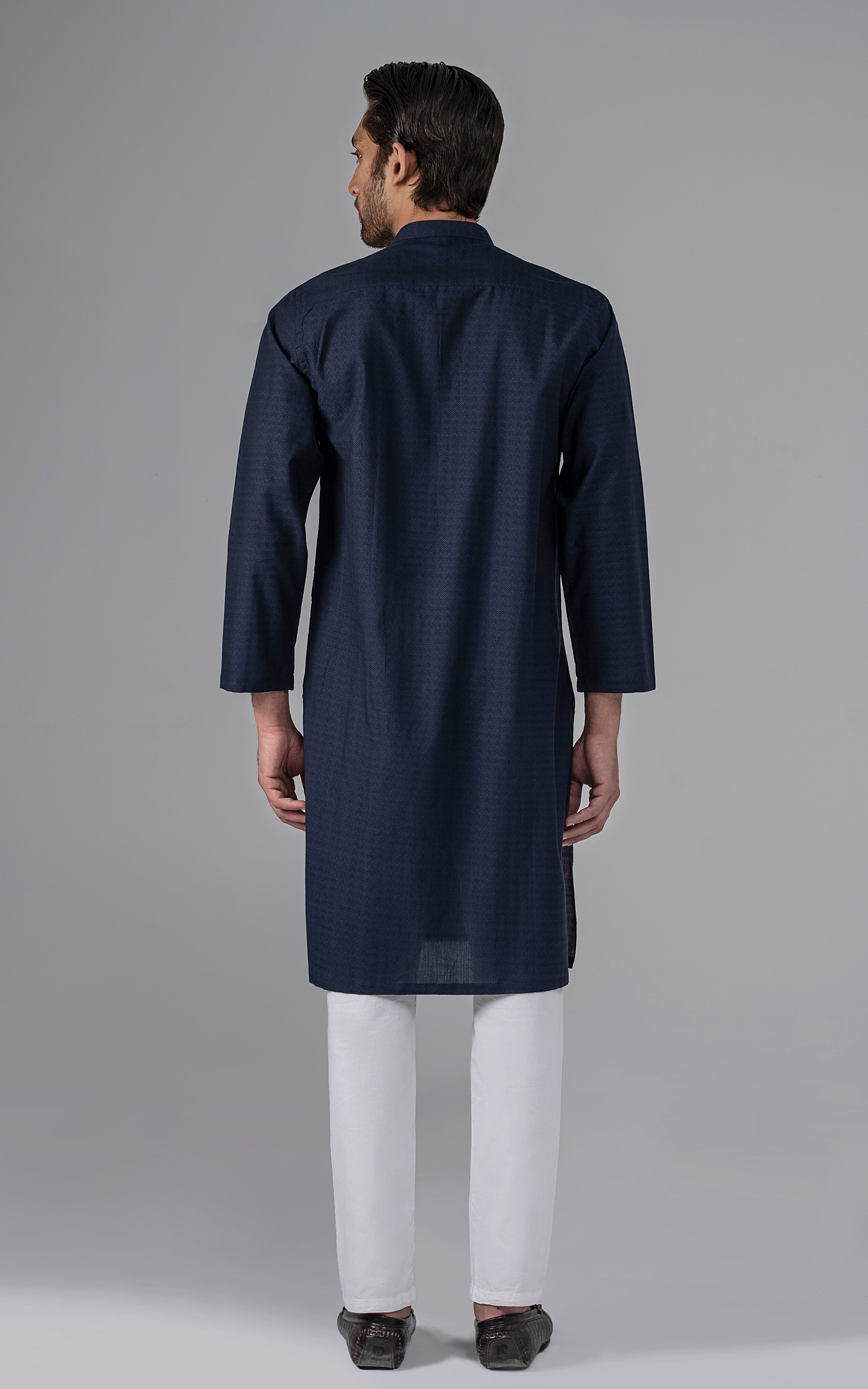 JACQUARD YARN DYED KURTA - PREMIUM COLLECTION NAVY