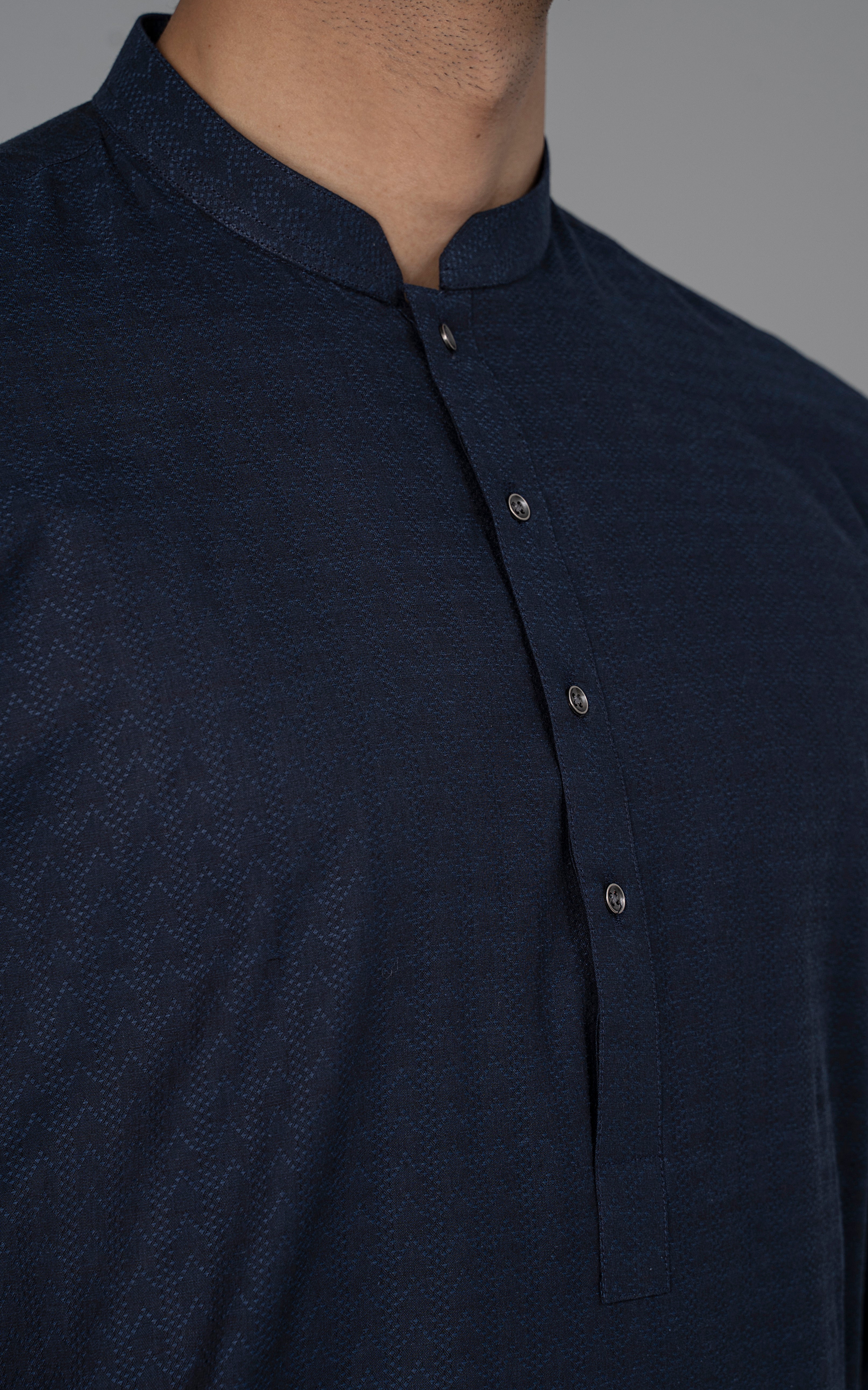 JACQUARD YARN DYED KURTA - PREMIUM COLLECTION NAVY