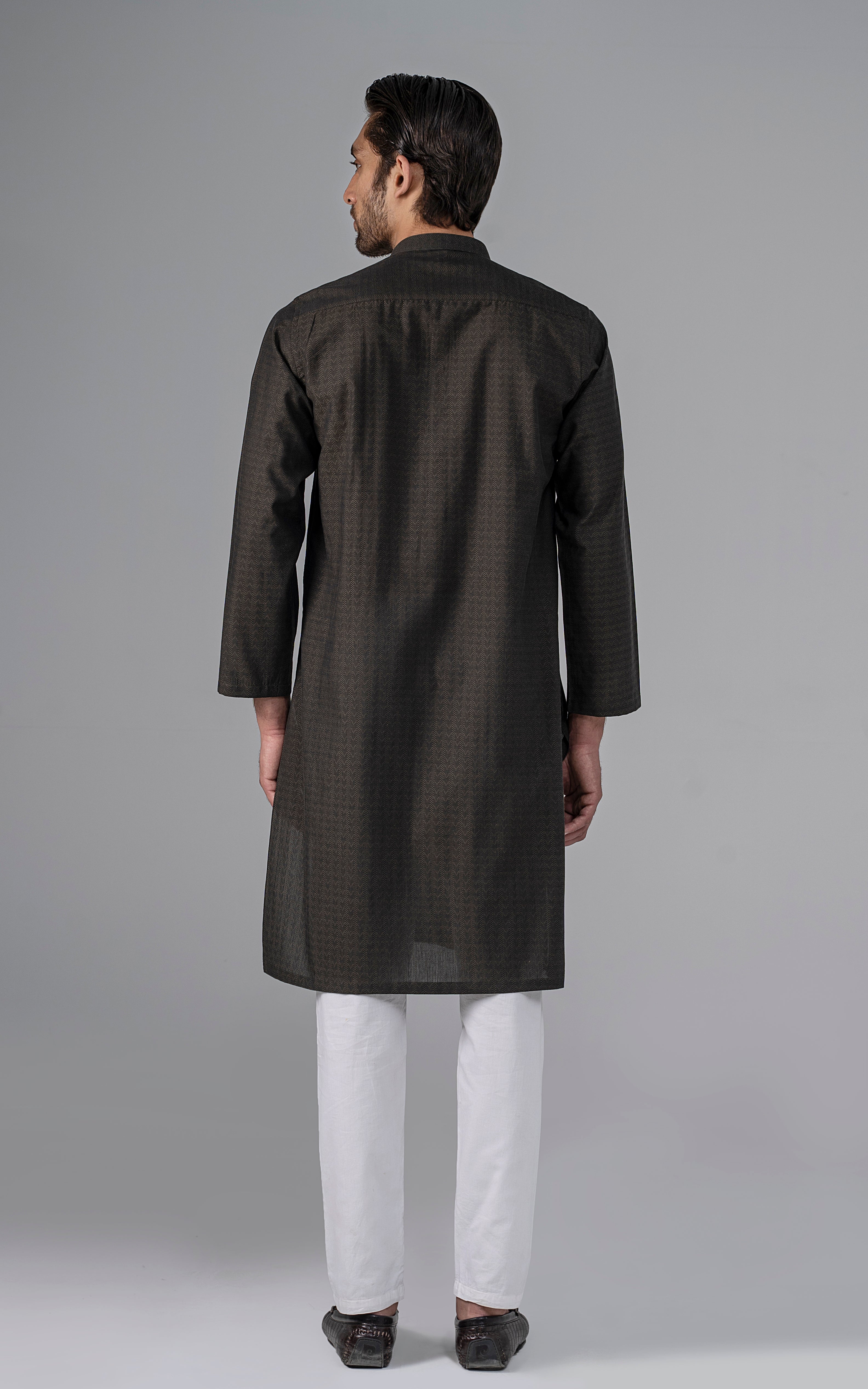 JACQUARD YARN DYED KURTA - PREMIUM COLLECTION OLIVE