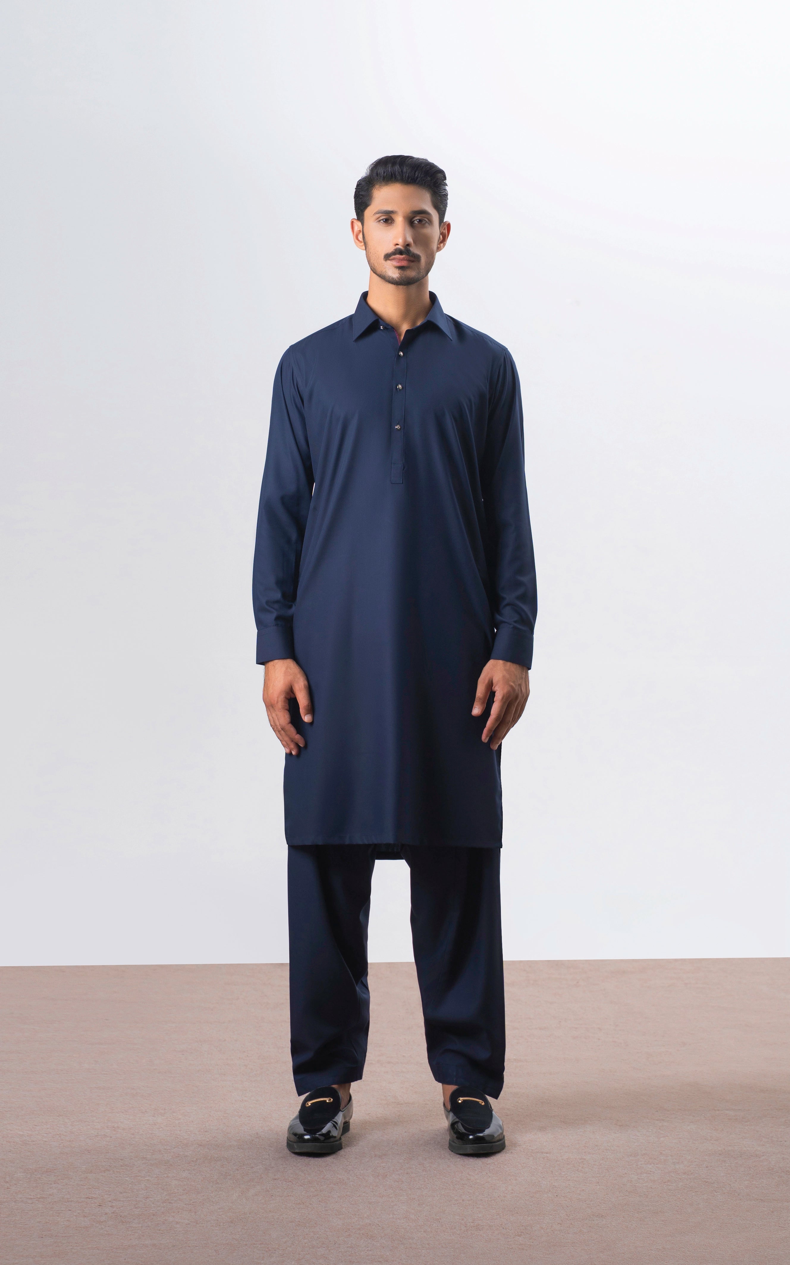 TWILL BLENDED KAMEEZ SHALWAR | SIGNATURE COLLECTION NAVY