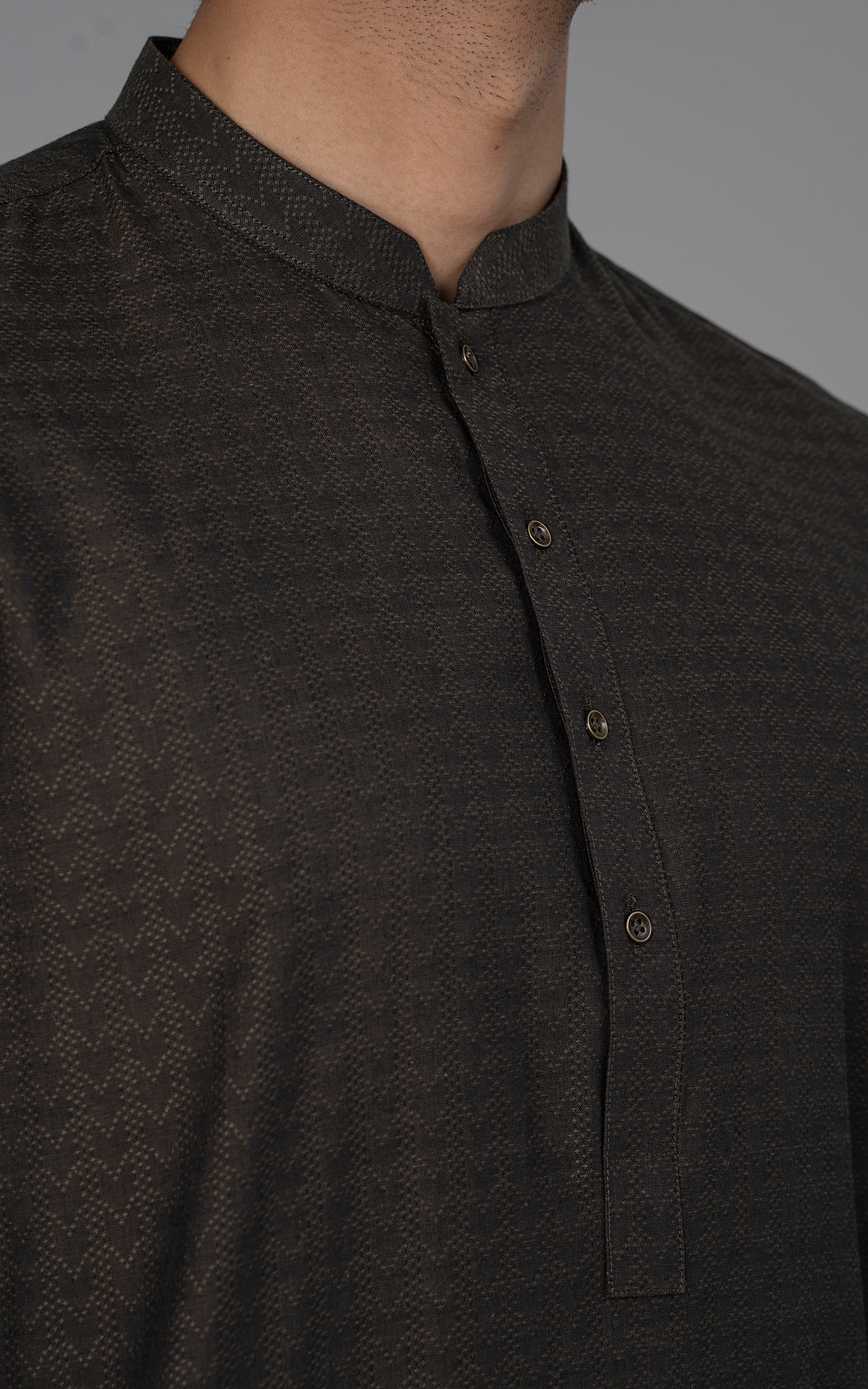 JACQUARD YARN DYED KURTA - PREMIUM COLLECTION OLIVE