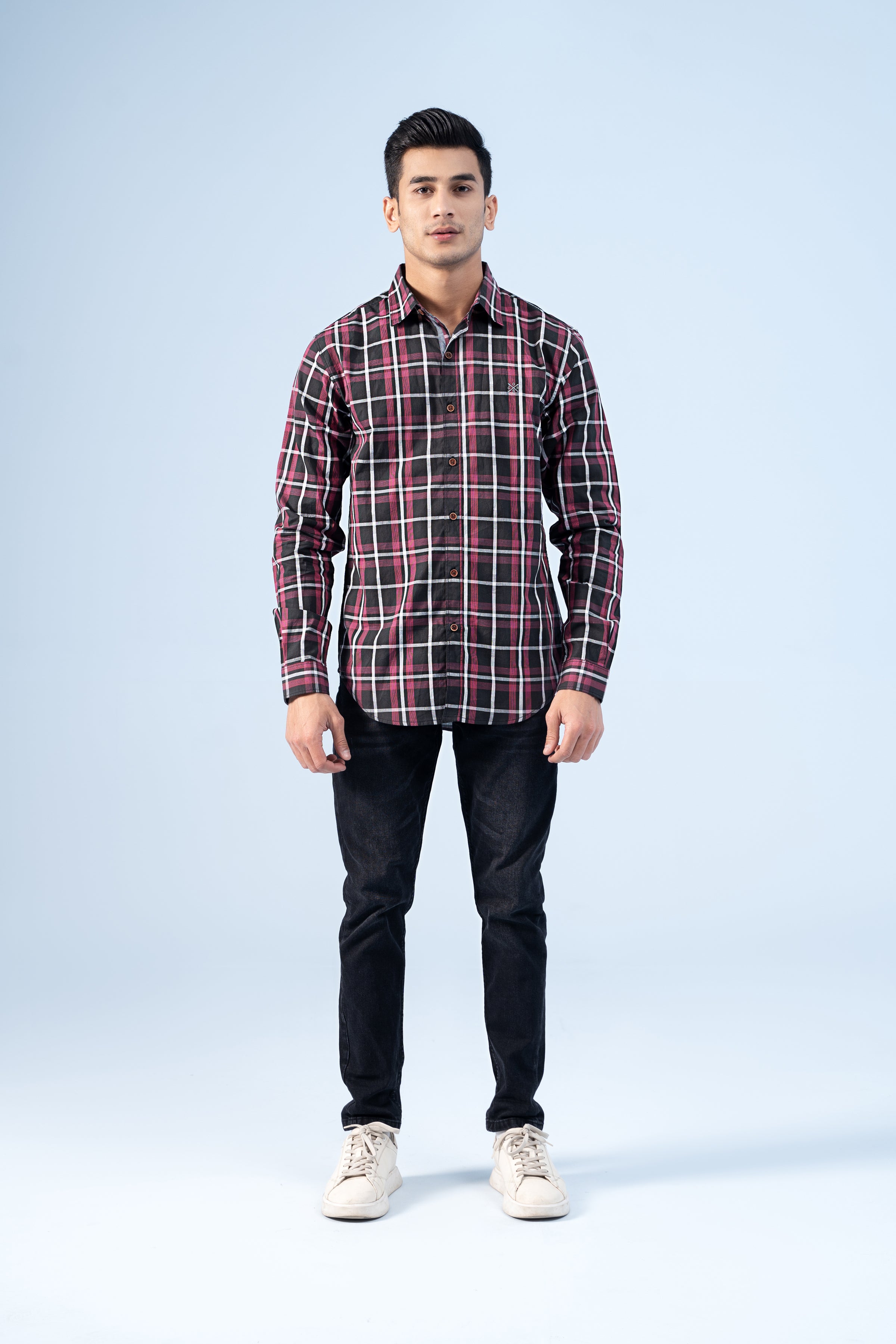 CASUAL SHIRT MAHROON BLACK - Charcoal Clothing