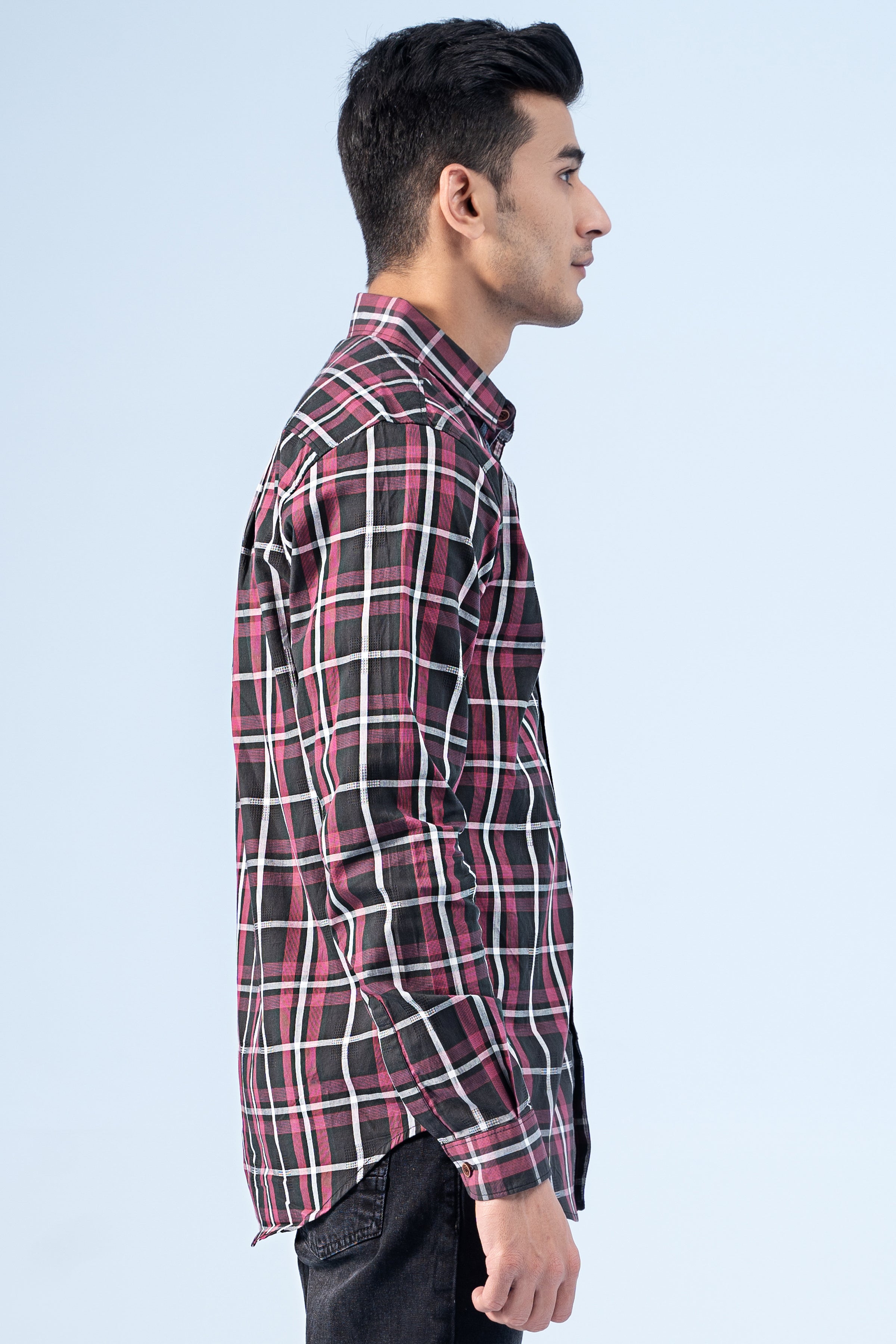 CASUAL SHIRT MAHROON BLACK - Charcoal Clothing