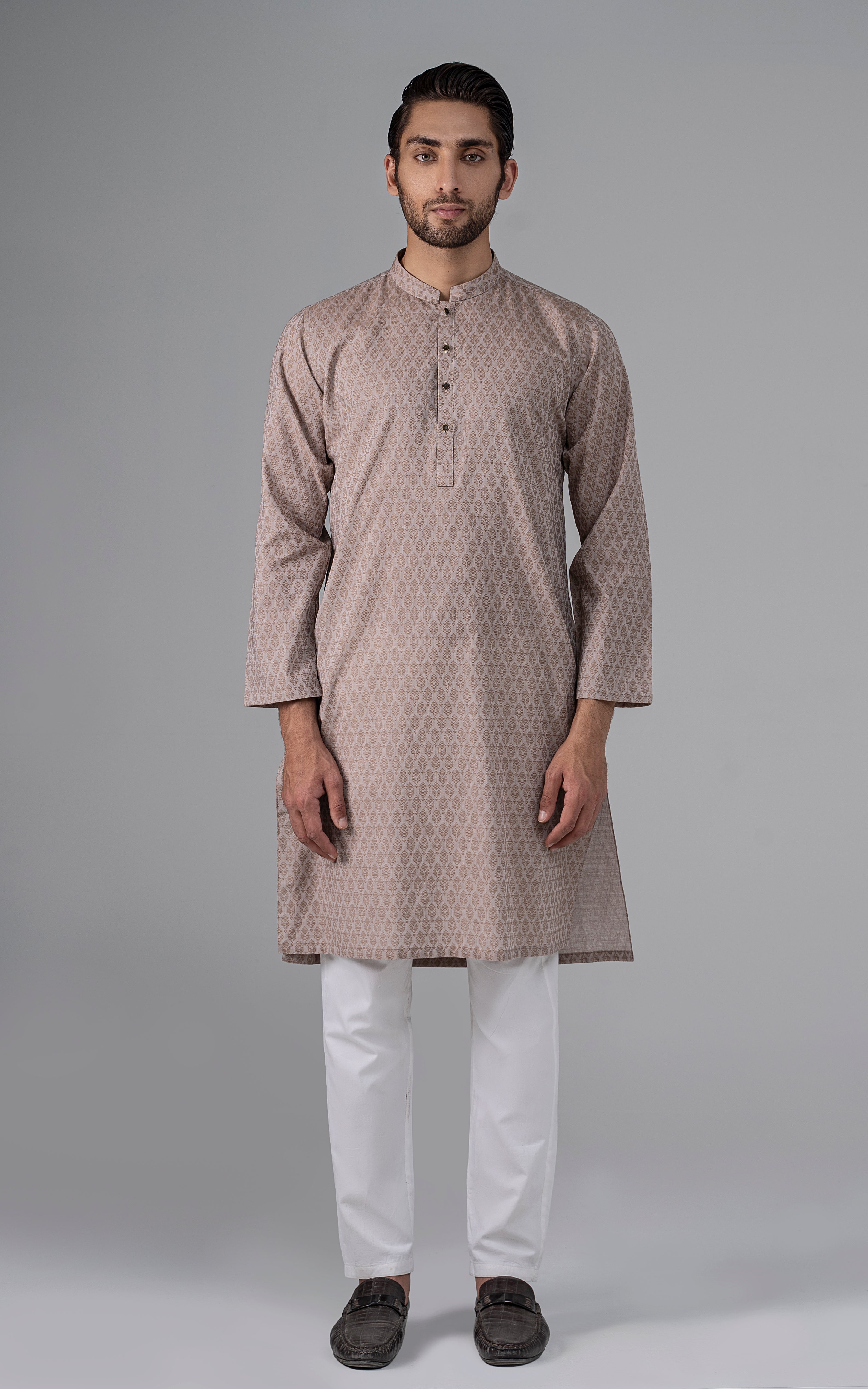 JACQUARD YARN DYED KURTA - PREMIUM COLLECTION BROWN