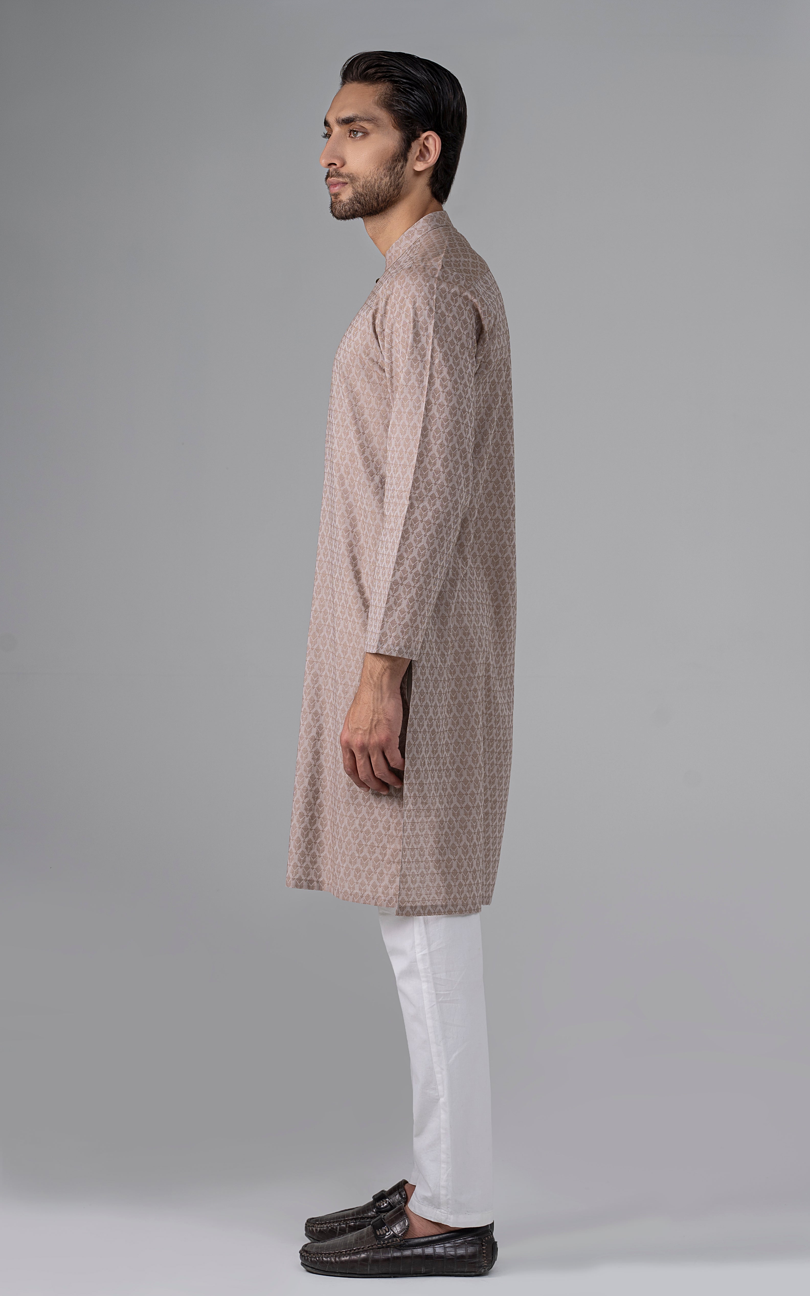 JACQUARD YARN DYED KURTA - PREMIUM COLLECTION BROWN