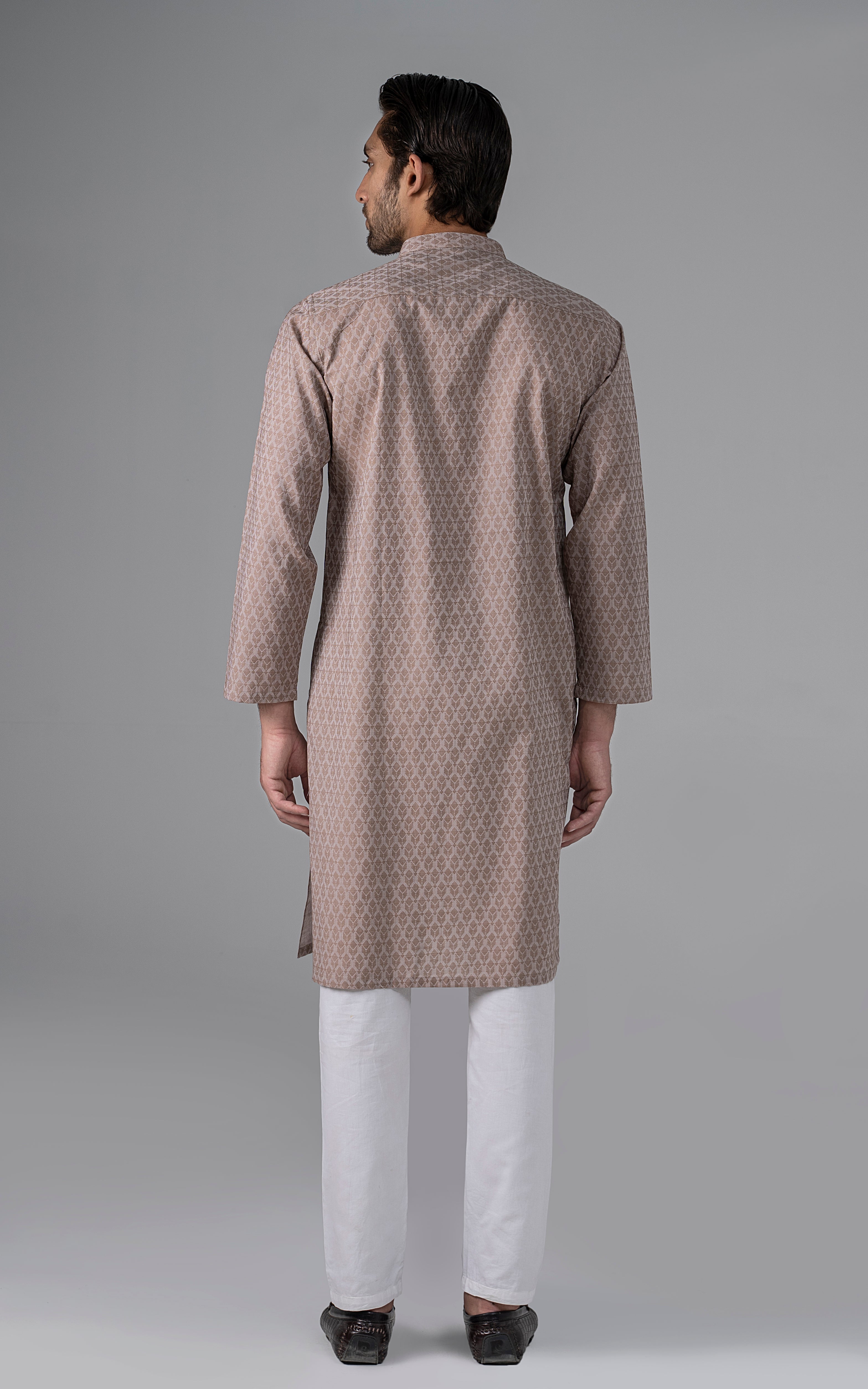 JACQUARD YARN DYED KURTA - PREMIUM COLLECTION BROWN