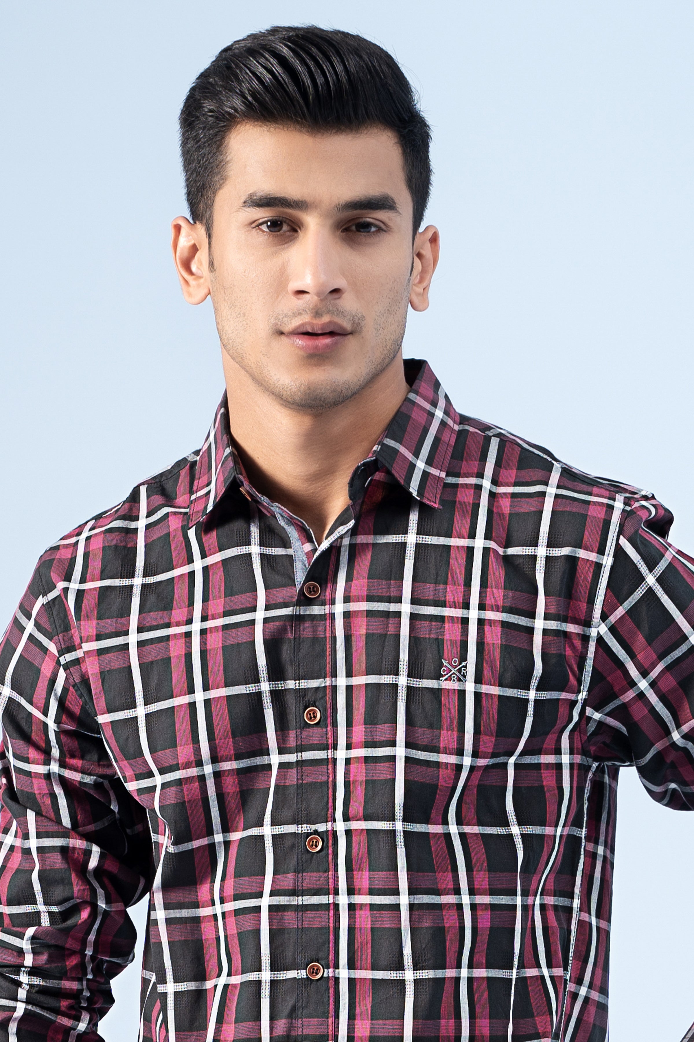 CASUAL SHIRT MAHROON BLACK - Charcoal Clothing