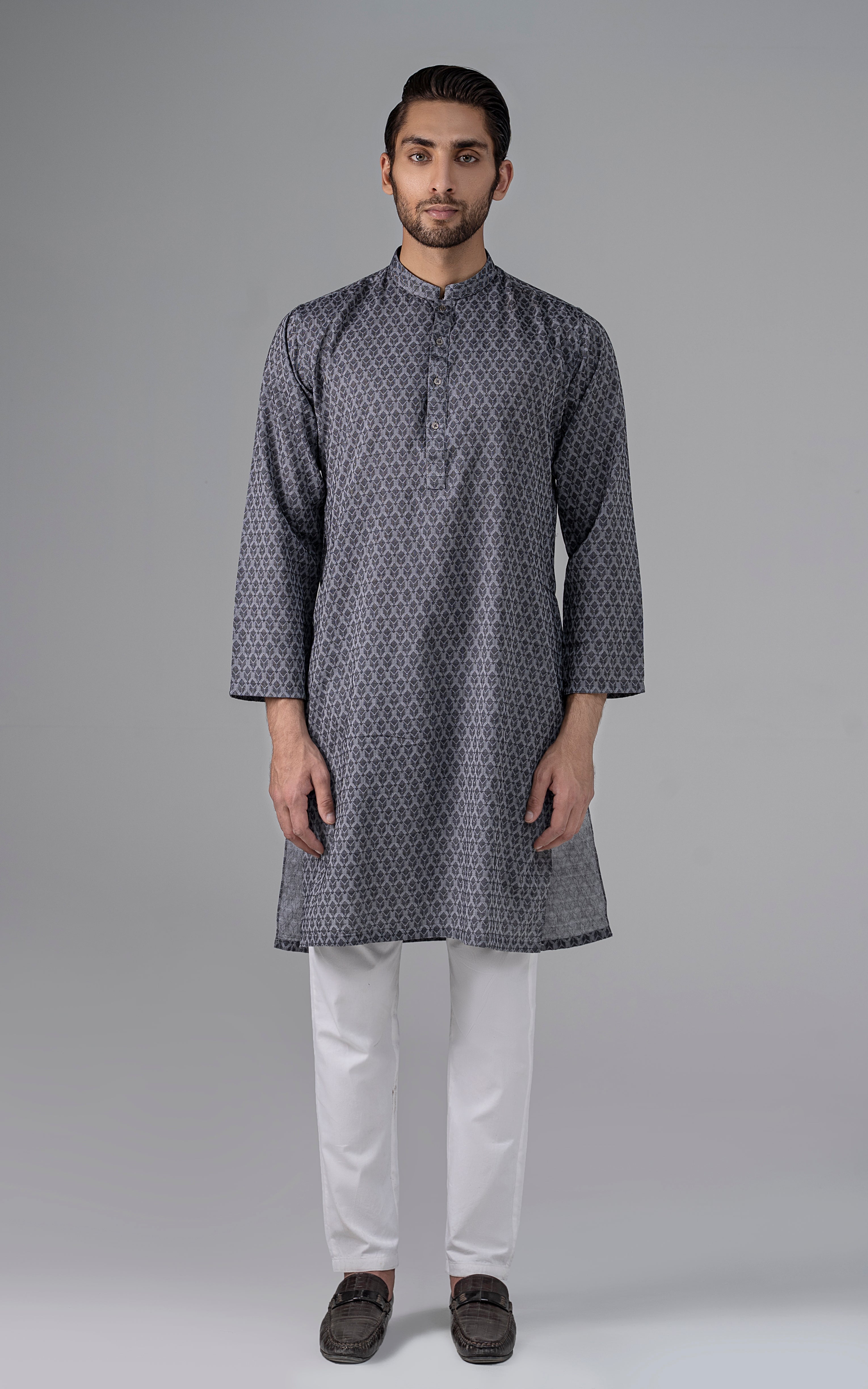 JACQUARD YARN DYED KURTA - PREMIUM COLLECTION BLACK