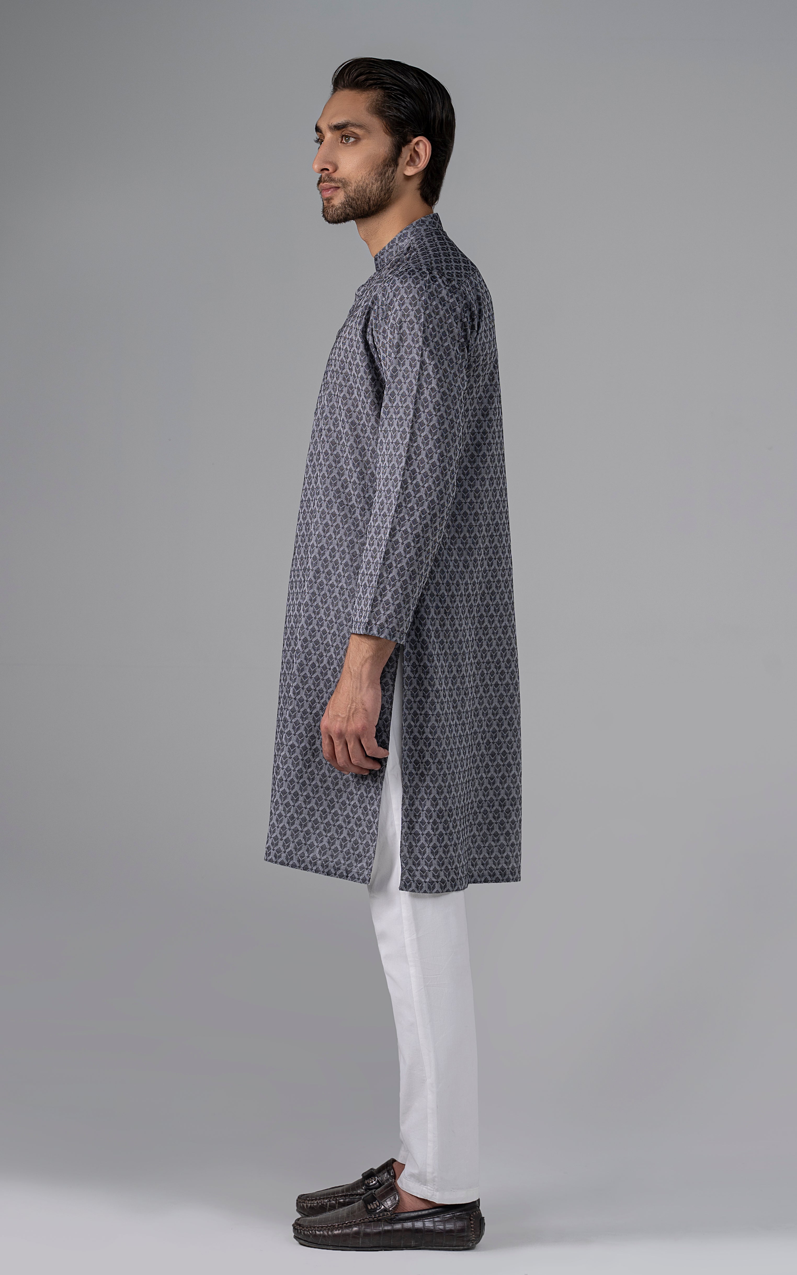 JACQUARD YARN DYED KURTA - PREMIUM COLLECTION BLACK