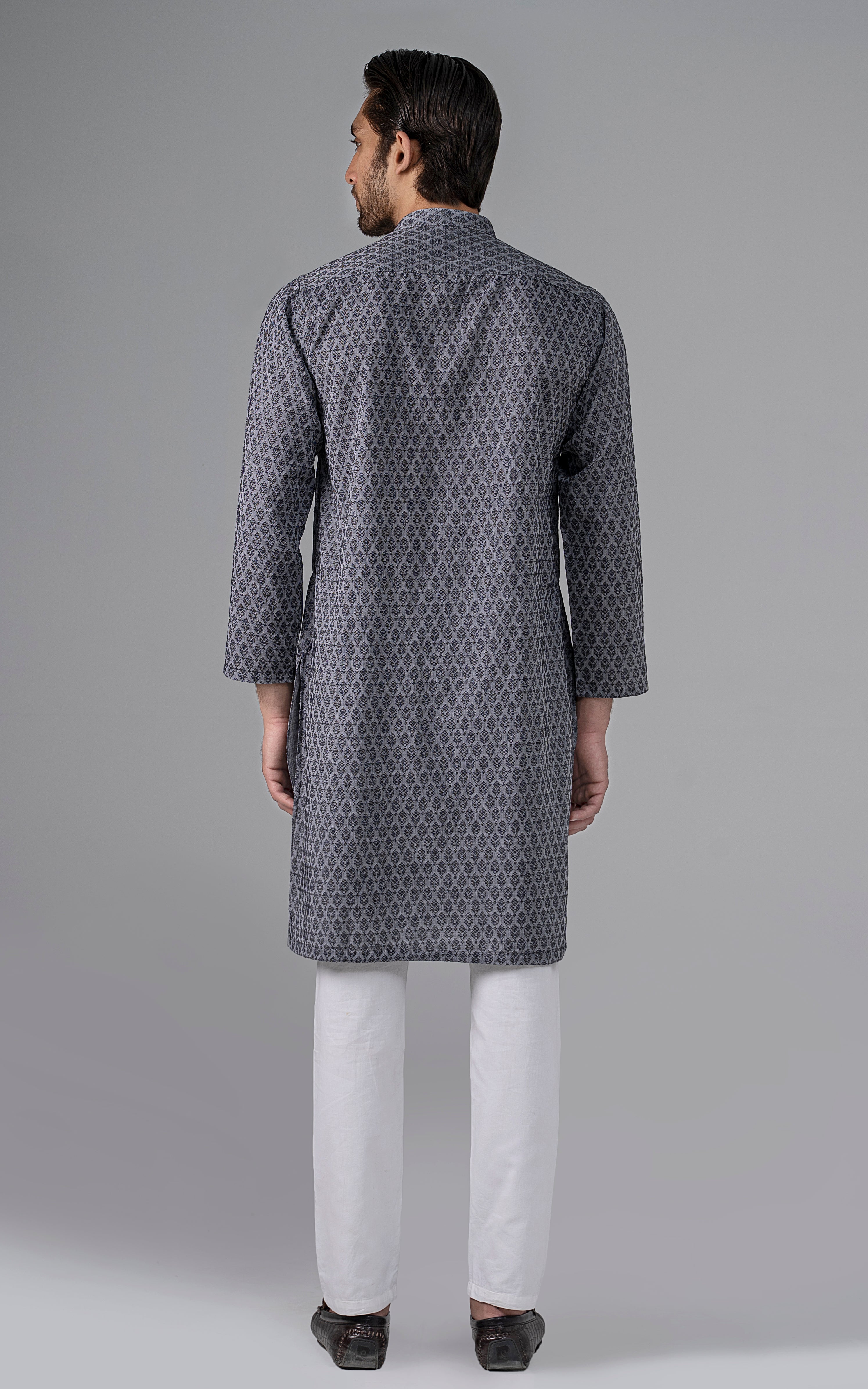 JACQUARD YARN DYED KURTA - PREMIUM COLLECTION BLACK