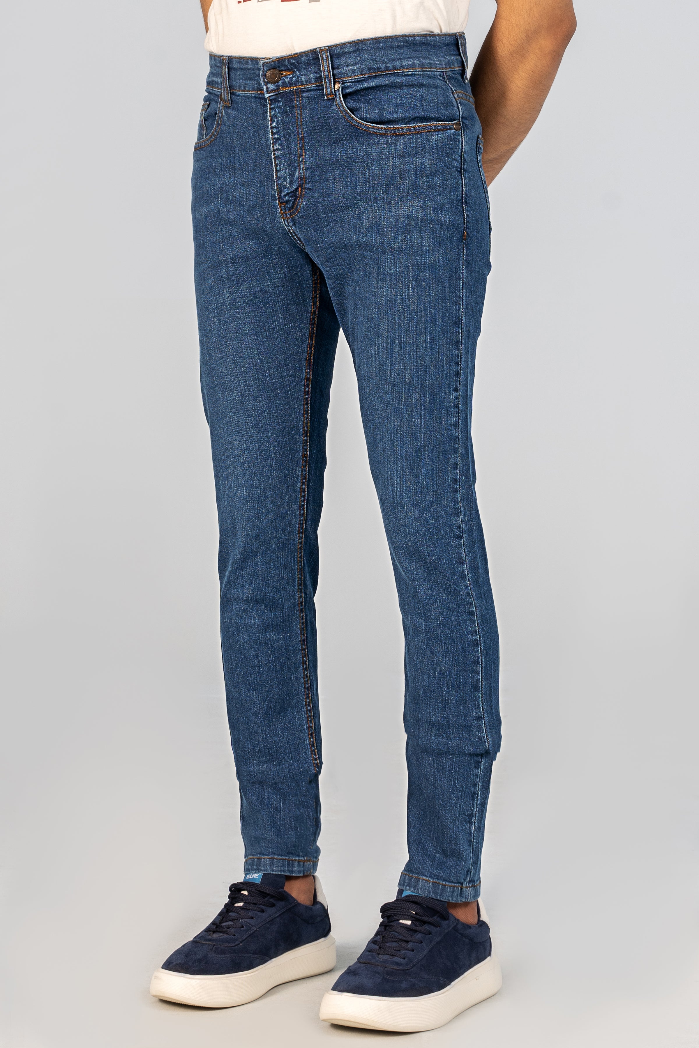 SLIM LEG DENIM JEANS DARK BLUE - Charcoal Clothing