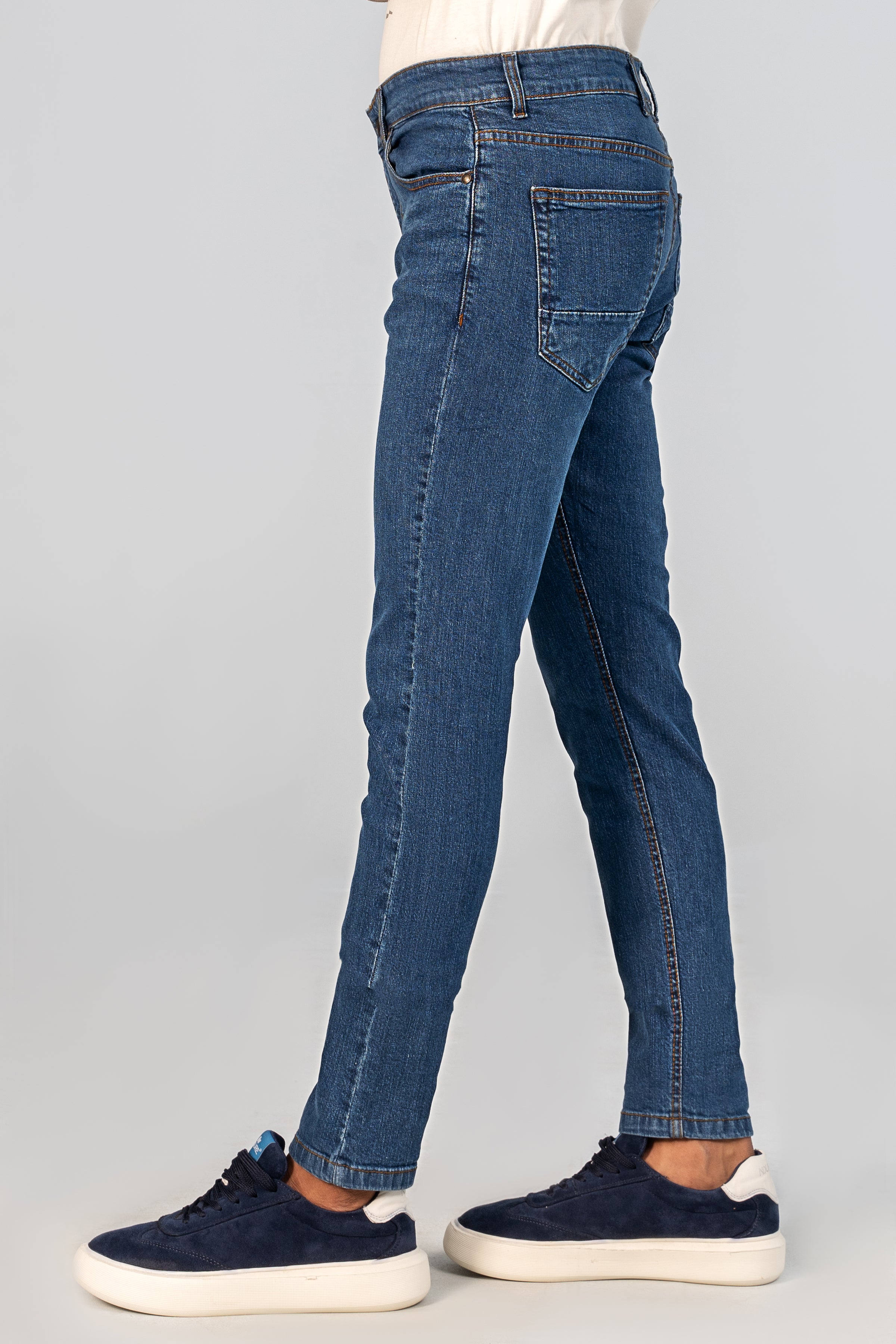 SLIM LEG DENIM JEANS DARK BLUE - Charcoal Clothing