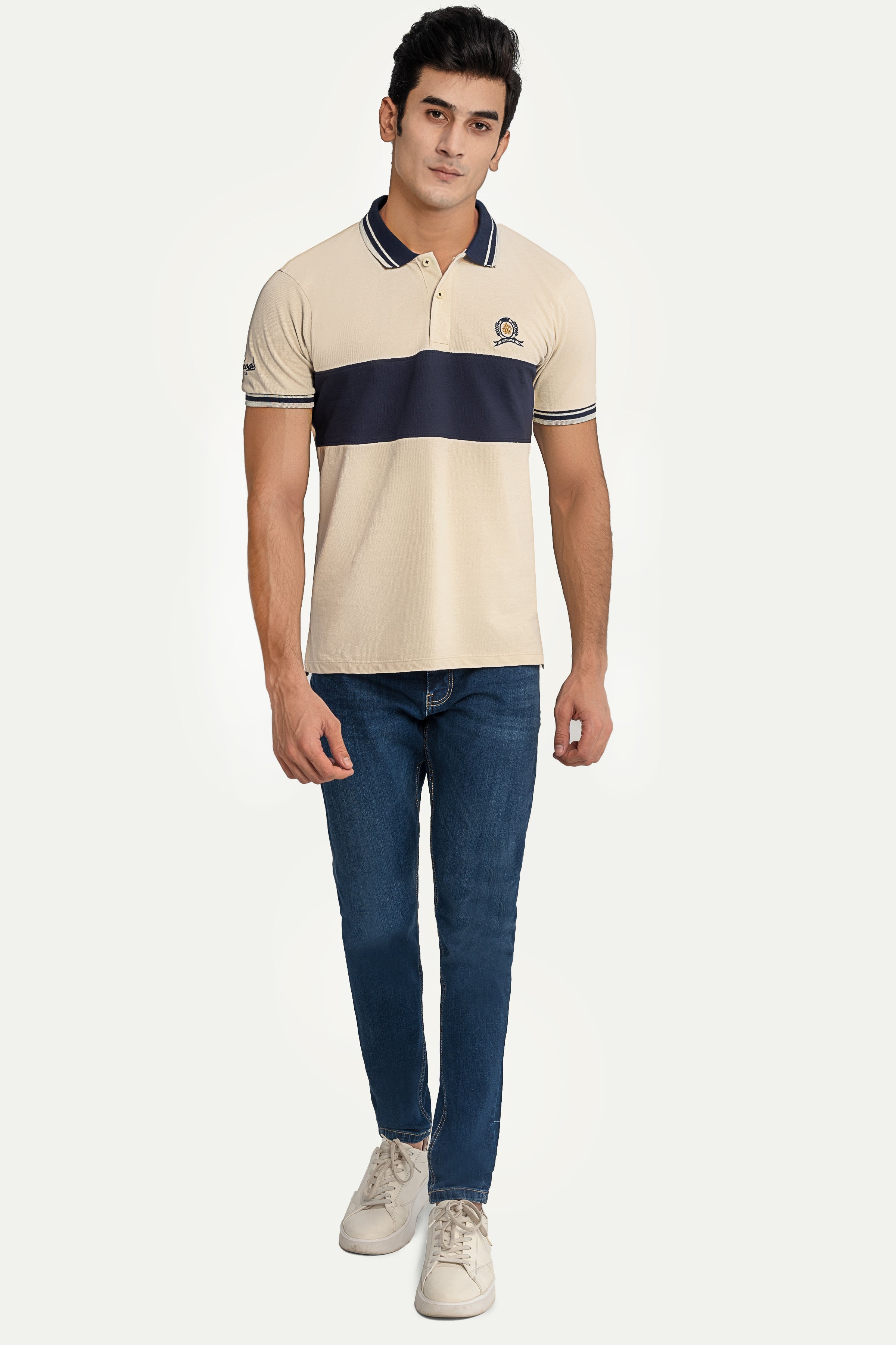 CLASSIC POLO BEIGE NAVY - Charcoal Clothing