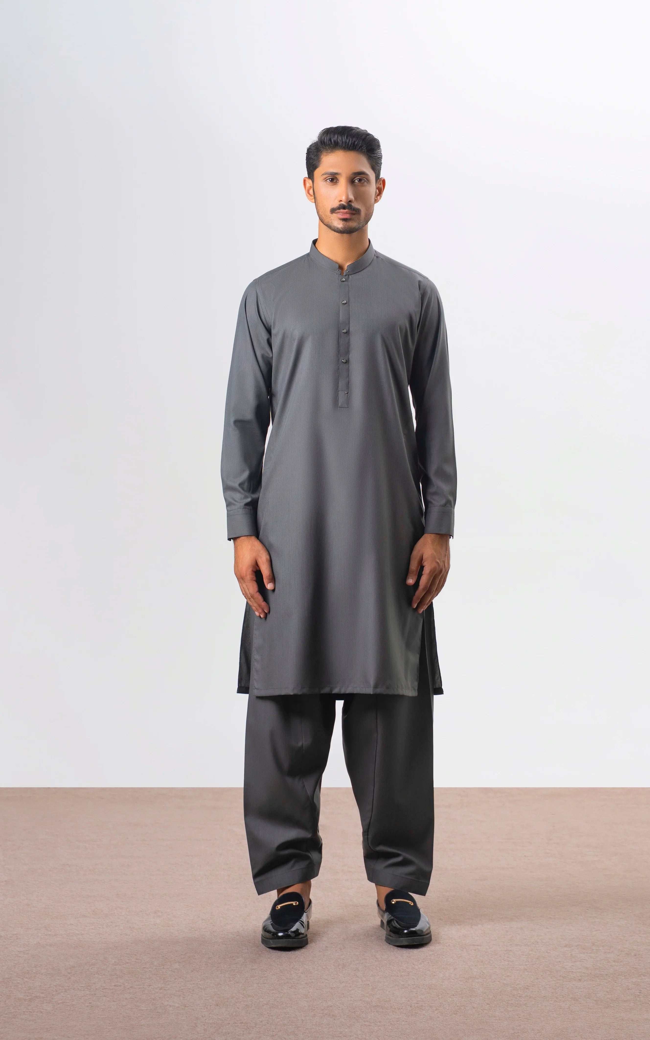 YARN DYED KAMEEZ SHALWAR | PREMIUM COLLECTION MID GREY