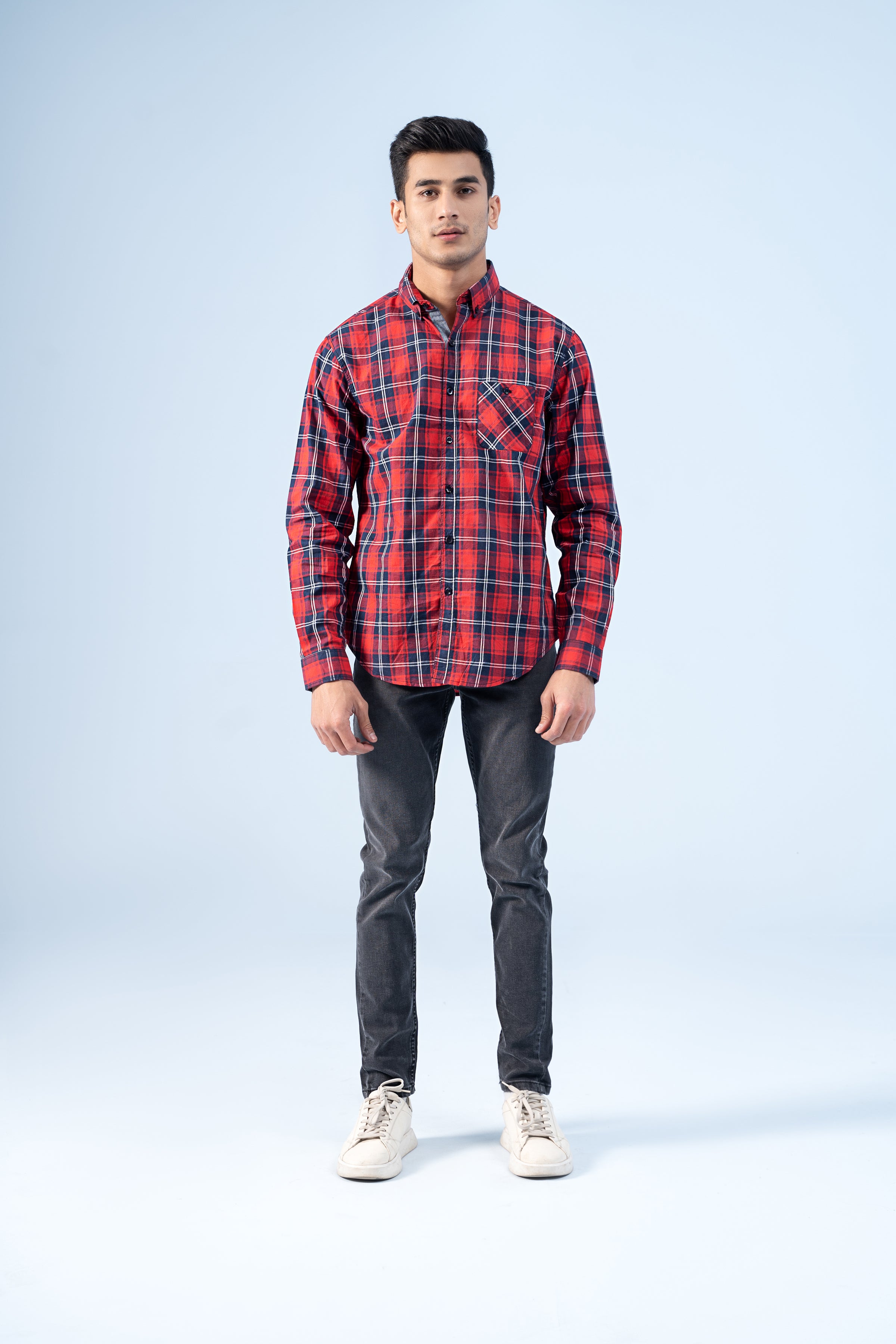 CASUAL SHIRT MAHROON NAVY - Charcoal Clothing
