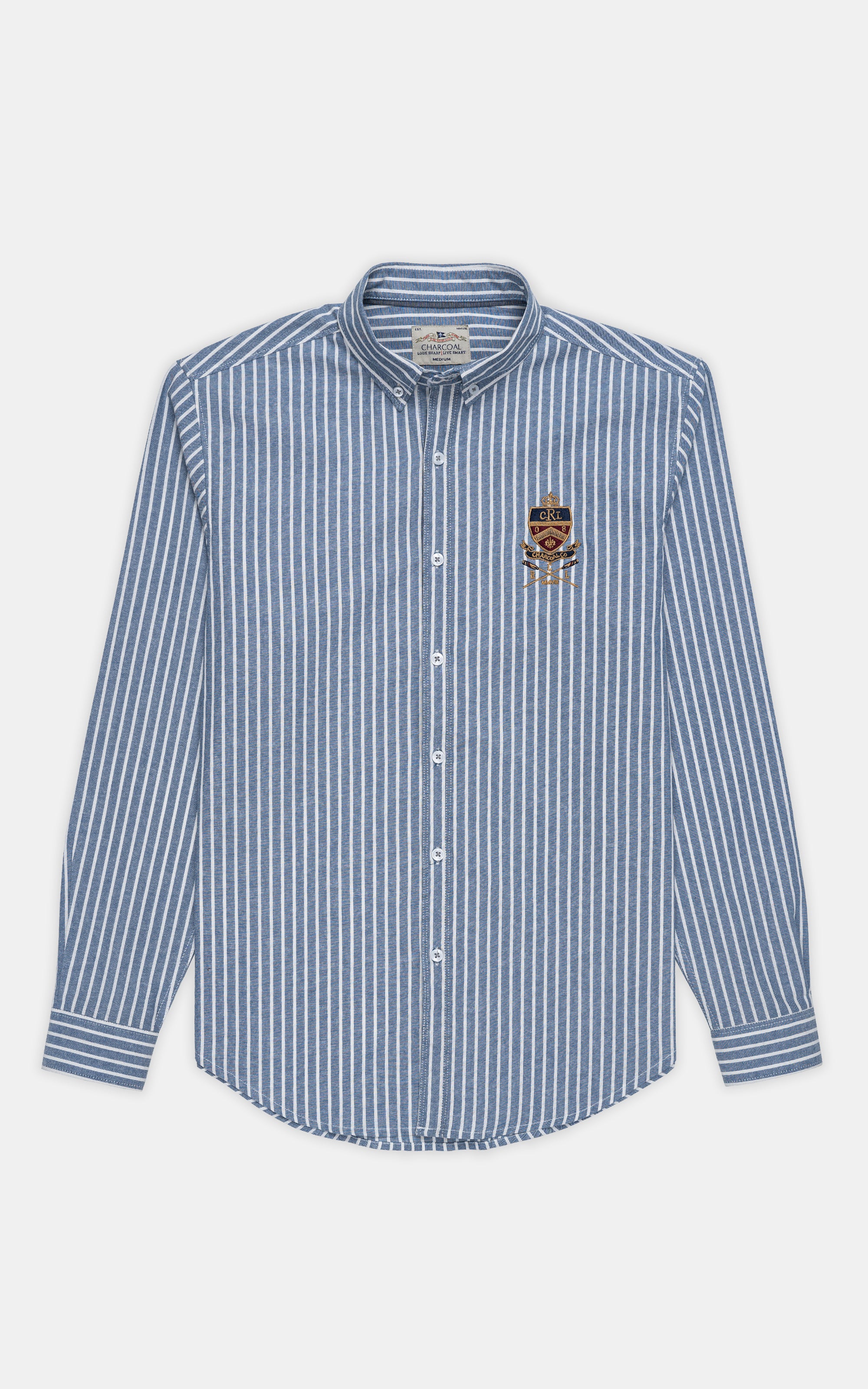 CASUAL SHIRT GREYISH BLUE STRIPES