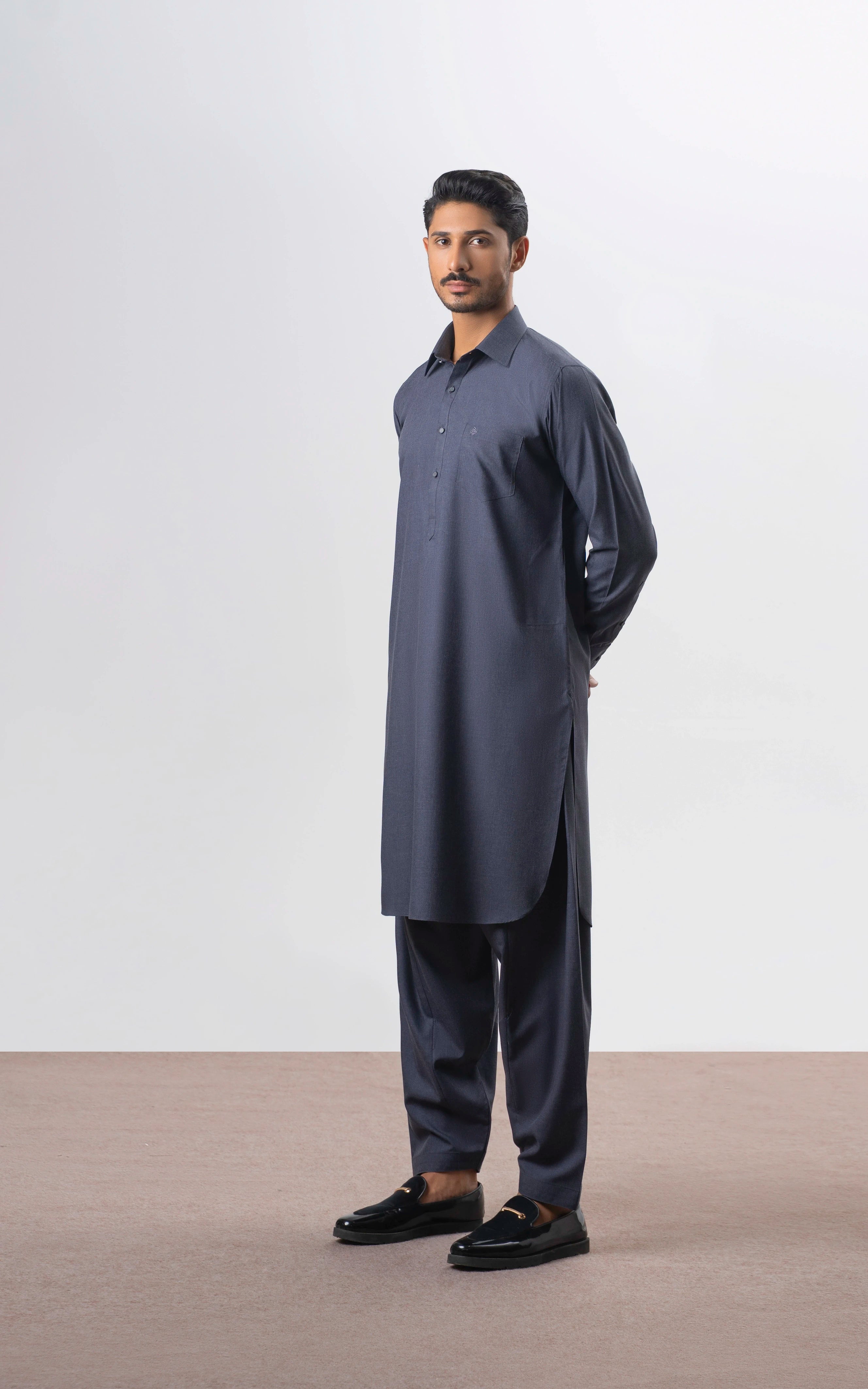 BLENDED KAMEEZ SHALWAR | PREMIUM COLLECTION DULL NAVY