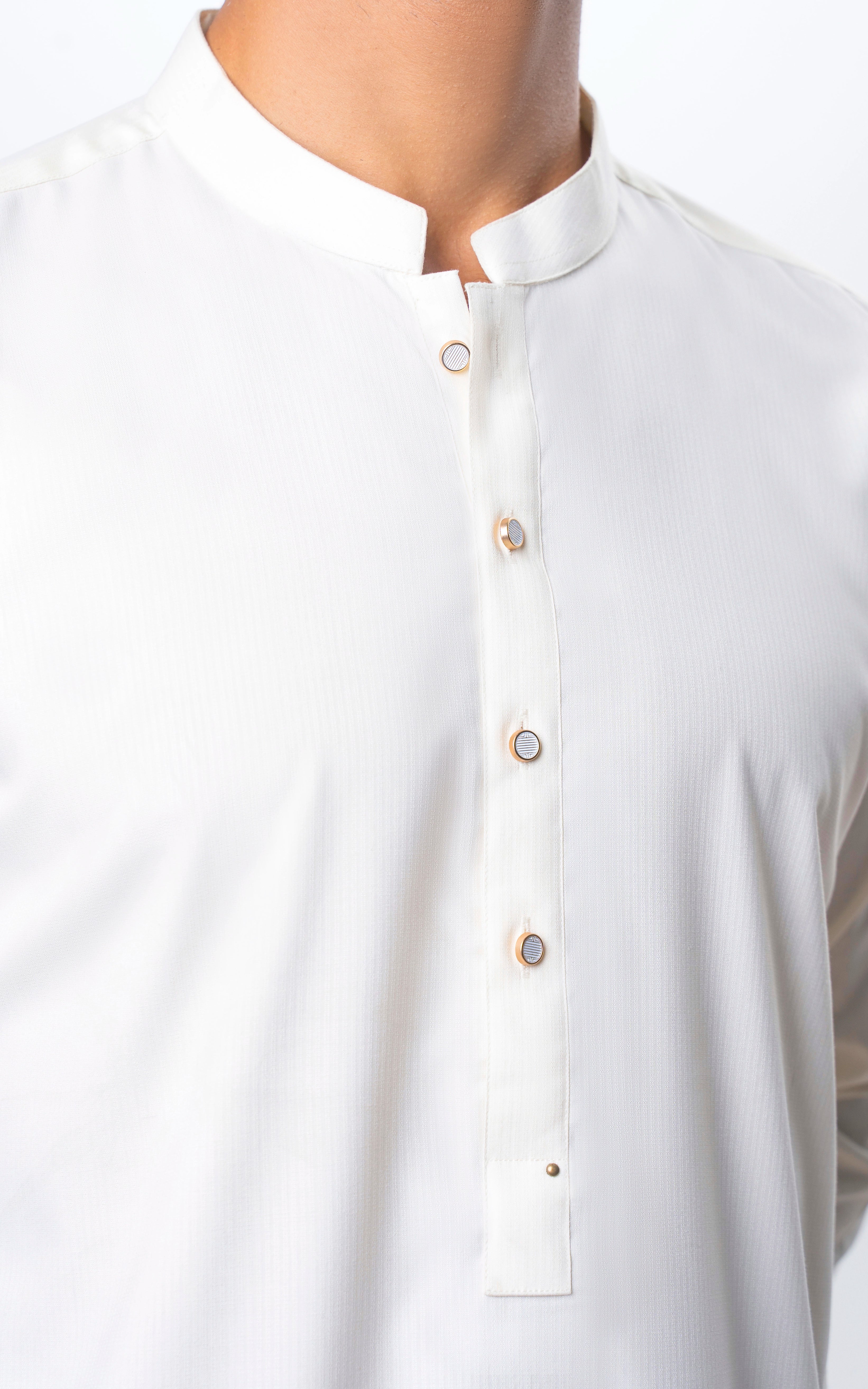 TEXTURED BLENDED KAMEEZ SHALWAR | SIGNATURE COLLECTION CREAM