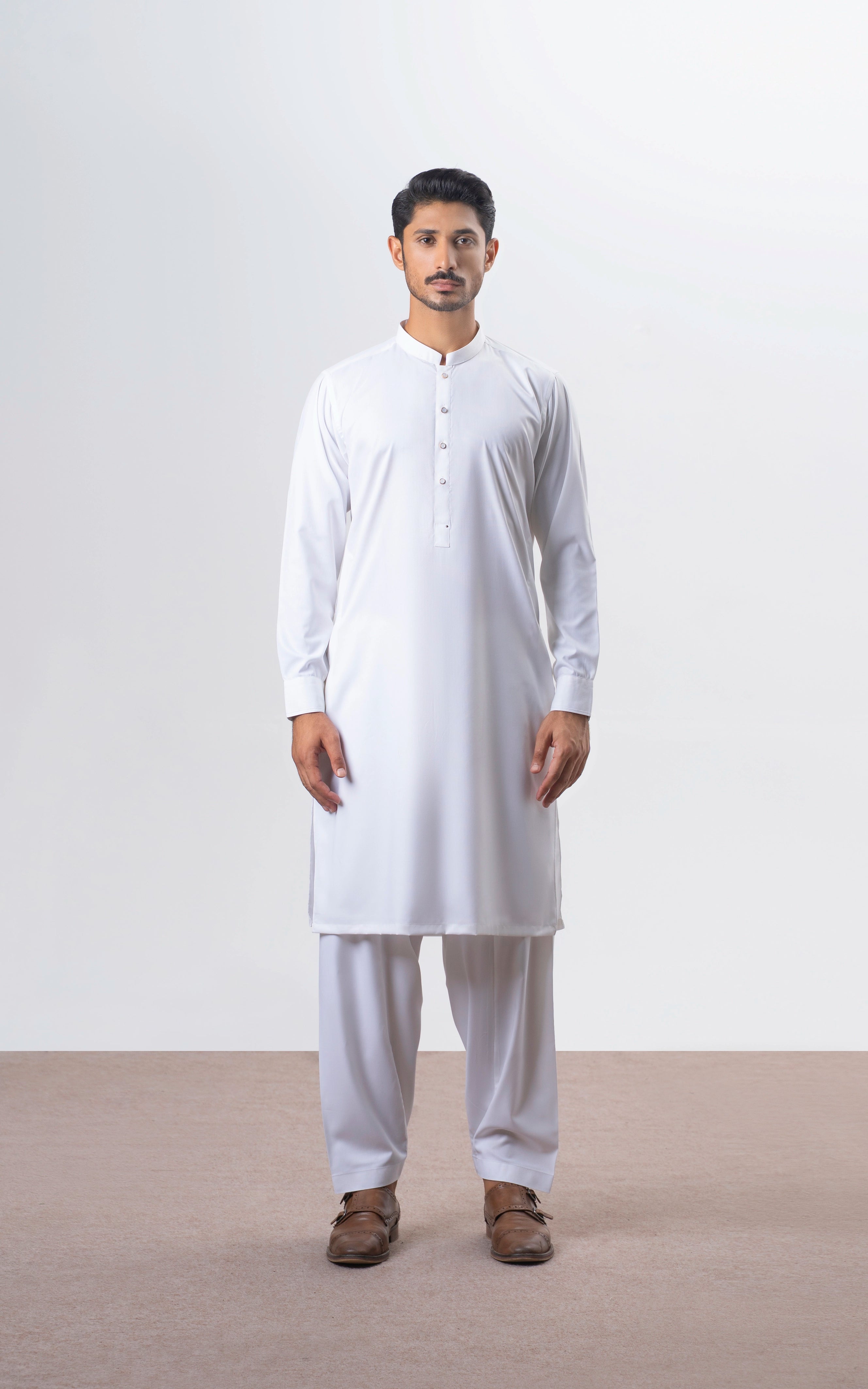 TEXTURED BLENDED KAMEEZ SHALWAR | SIGNATURE COLLECTION OFF WHITE