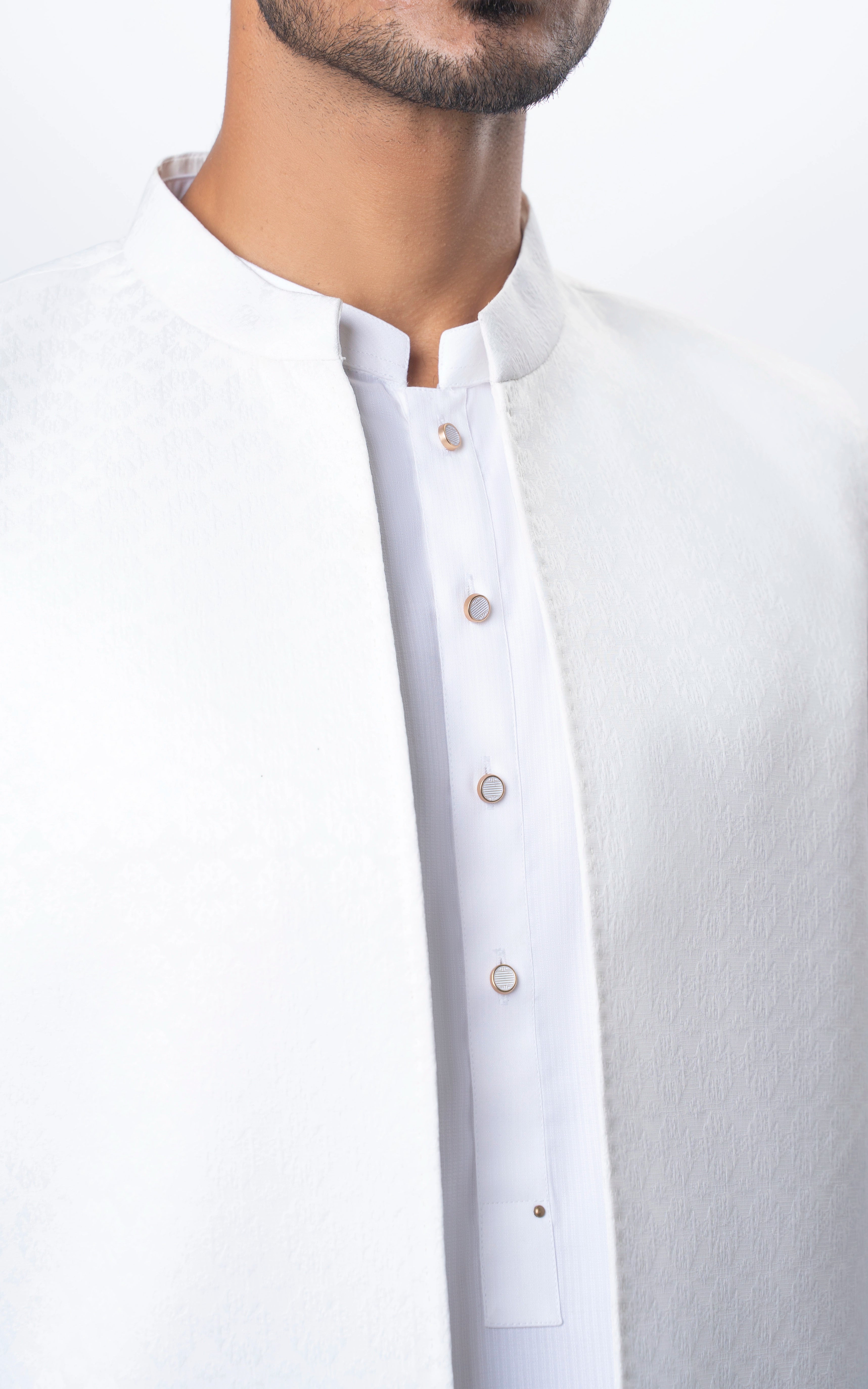 BLENDED TEXTURED WAISTCOAT | PREMIUM COLLECTION WHITE