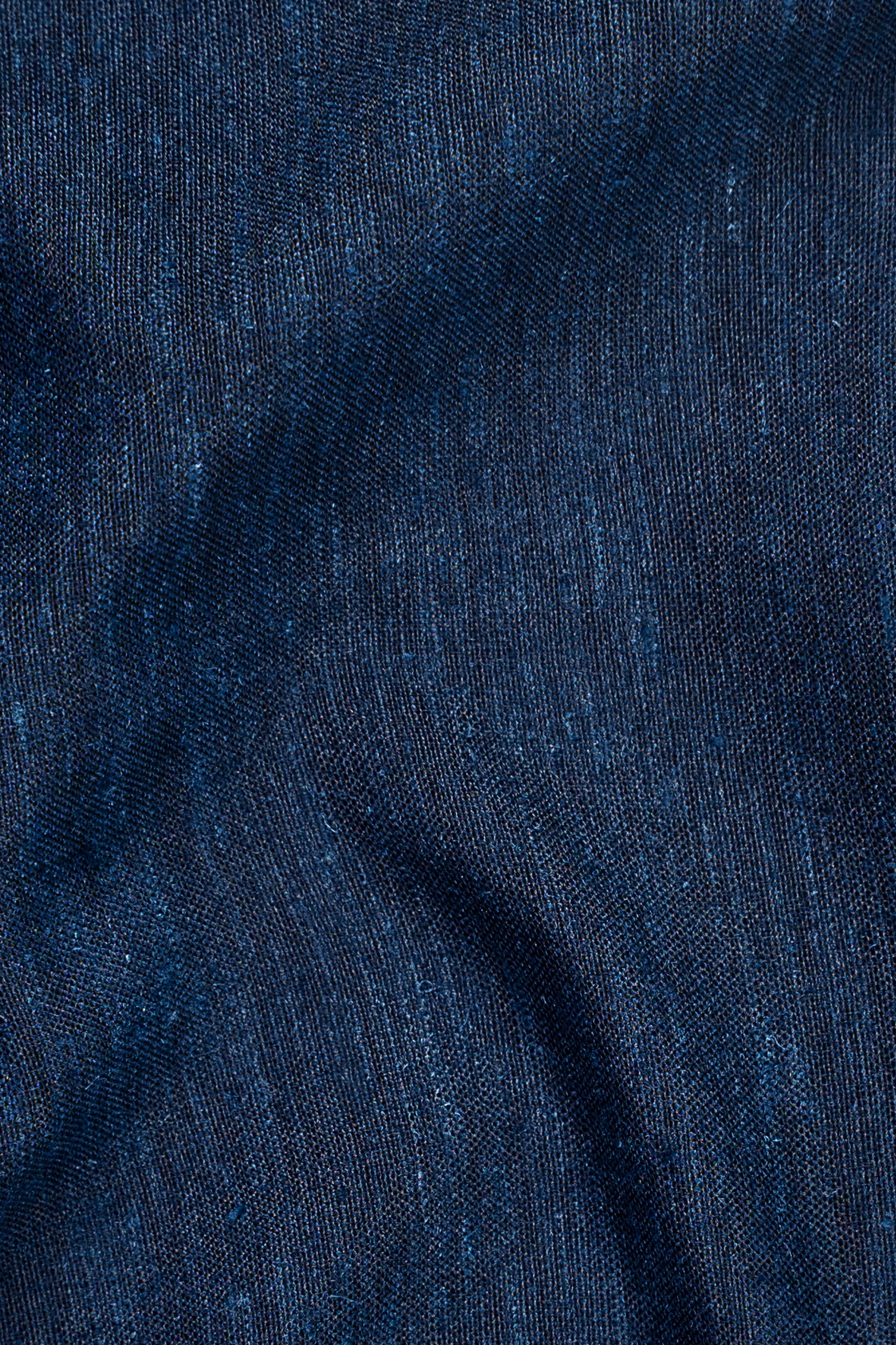 Navy linen fabric texture close-up with fine woven grain