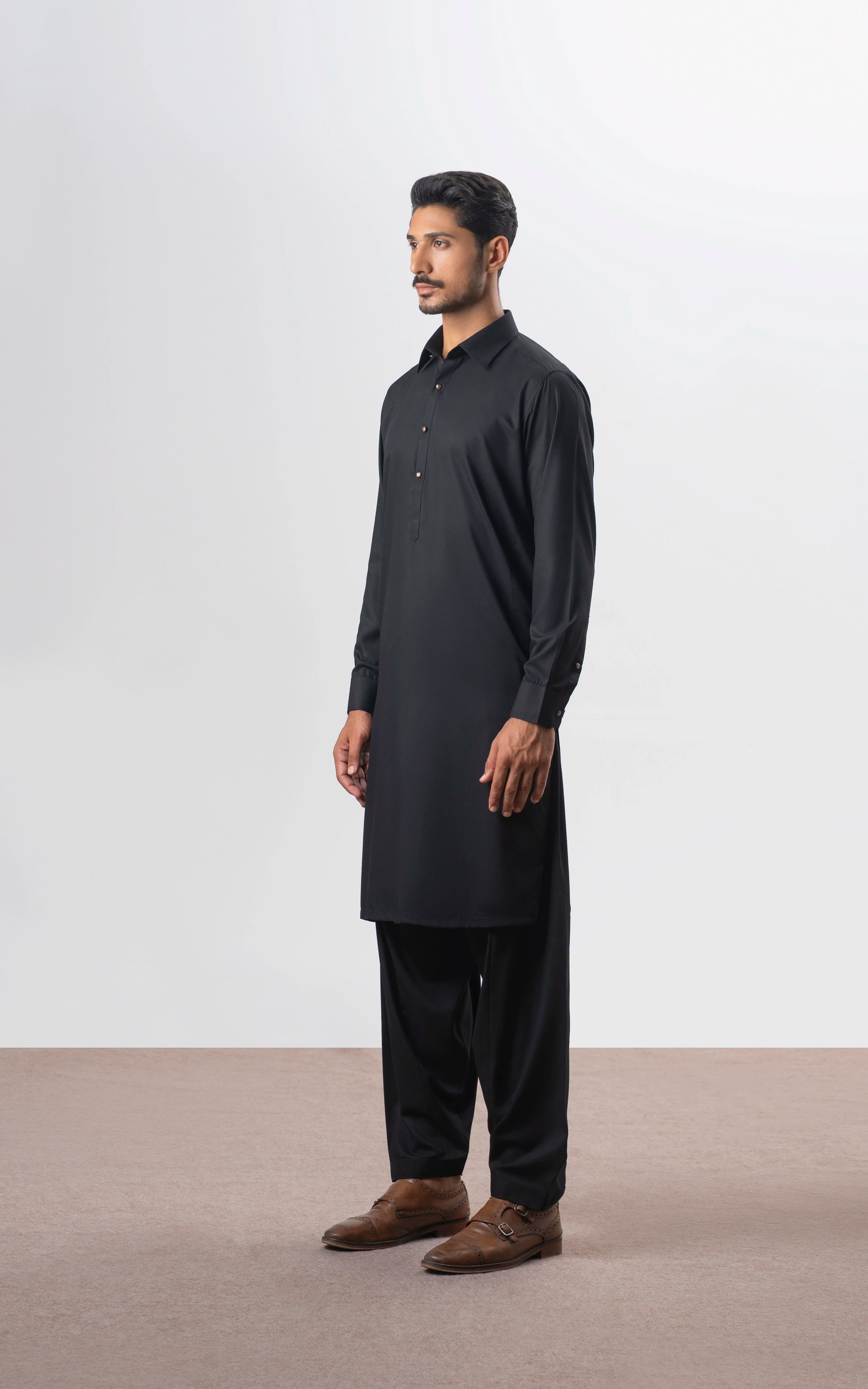 TEXTURED BLENDED KAMEEZ SHALWAR | SIGNATURE COLLECTION BLACK