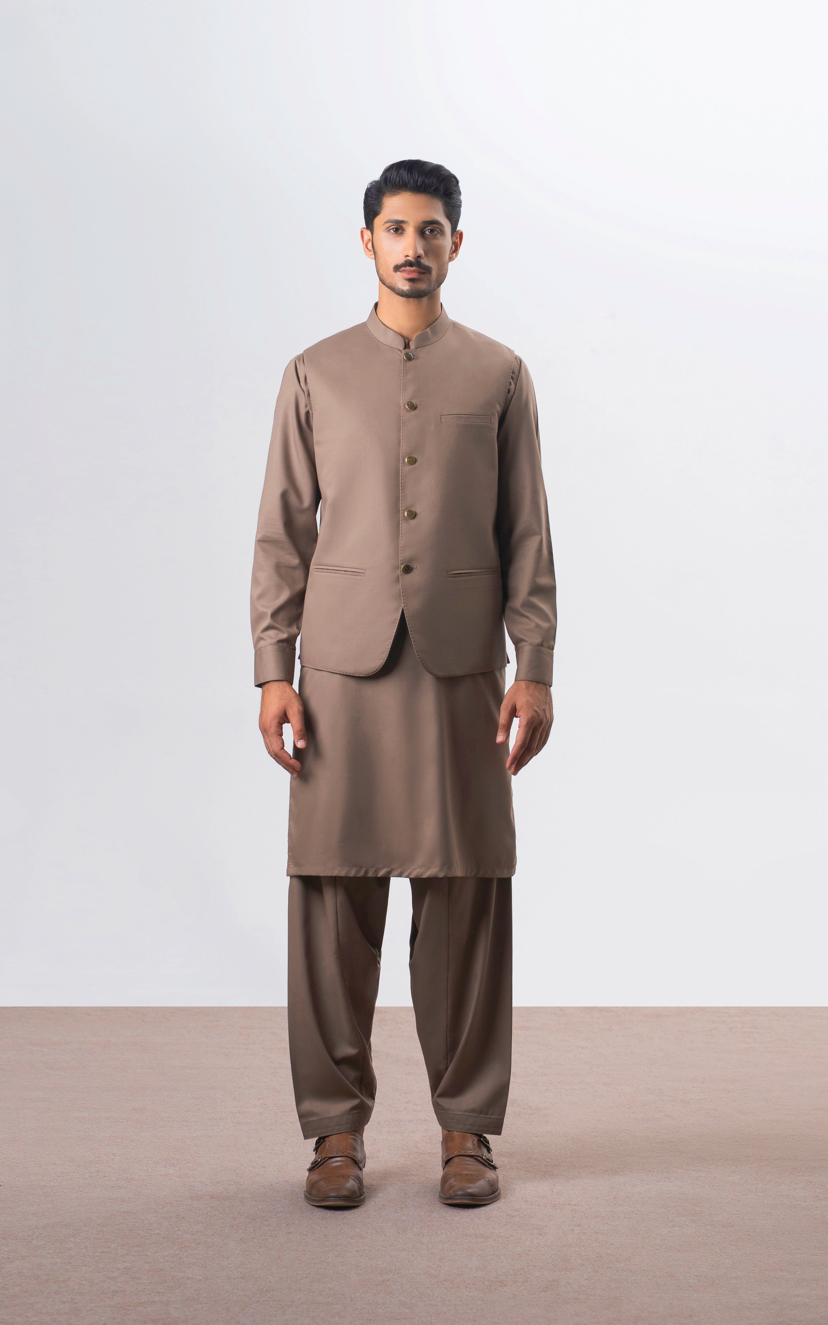 BLENDED TEXTURED WAISTCOAT | SIGNATURE COLLECTION KHAKI