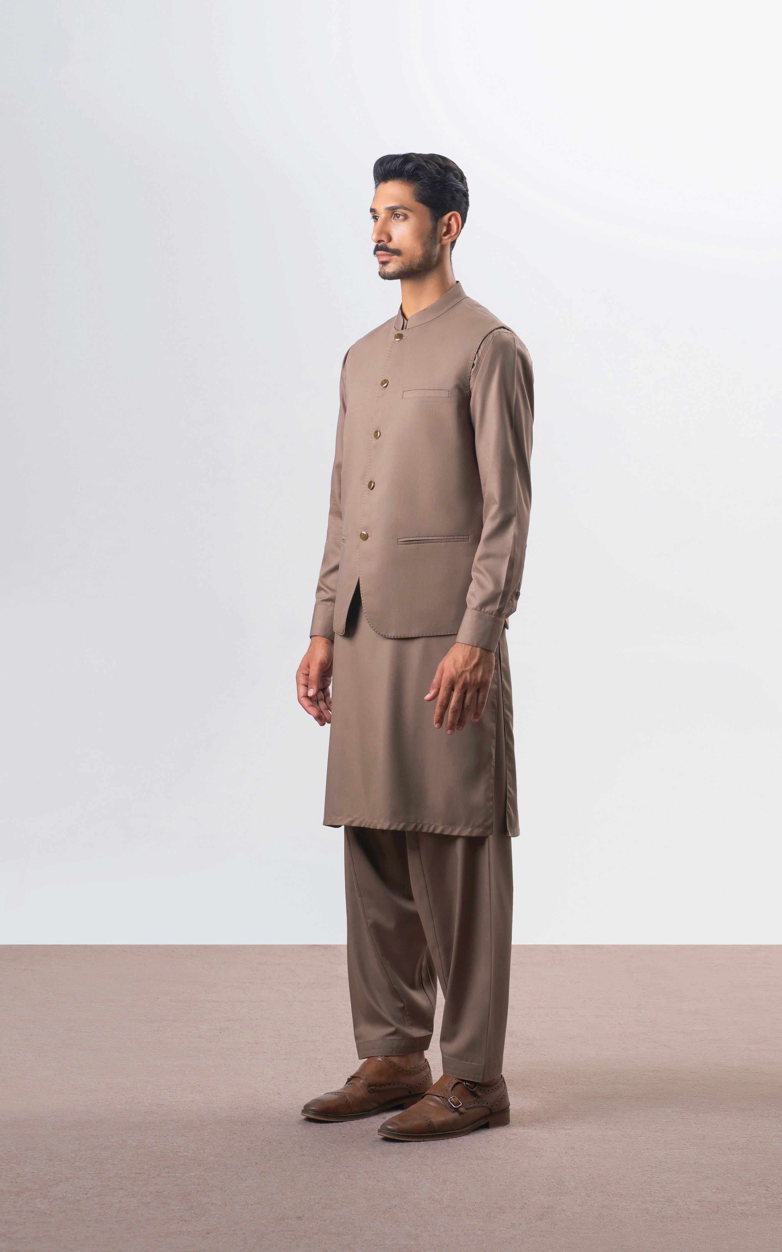 BLENDED TEXTURED WAISTCOAT | SIGNATURE COLLECTION KHAKI