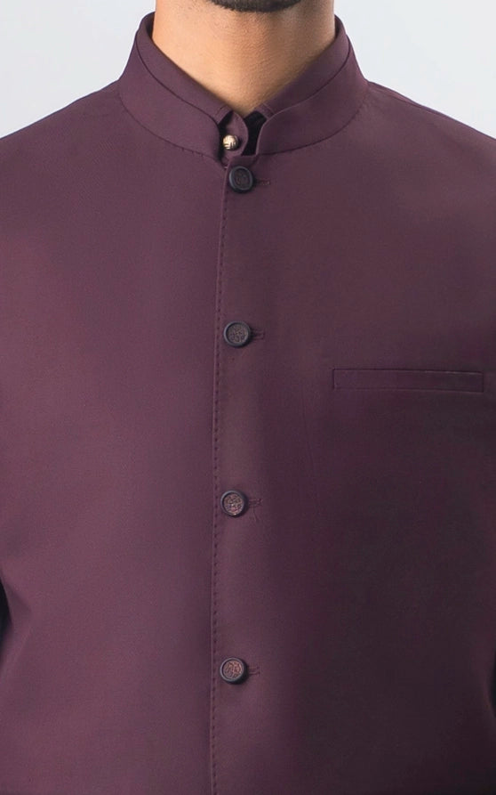 BLENDED TEXTURED WAISTCOAT | SIGNATURE COLLECTION DULL MAROON