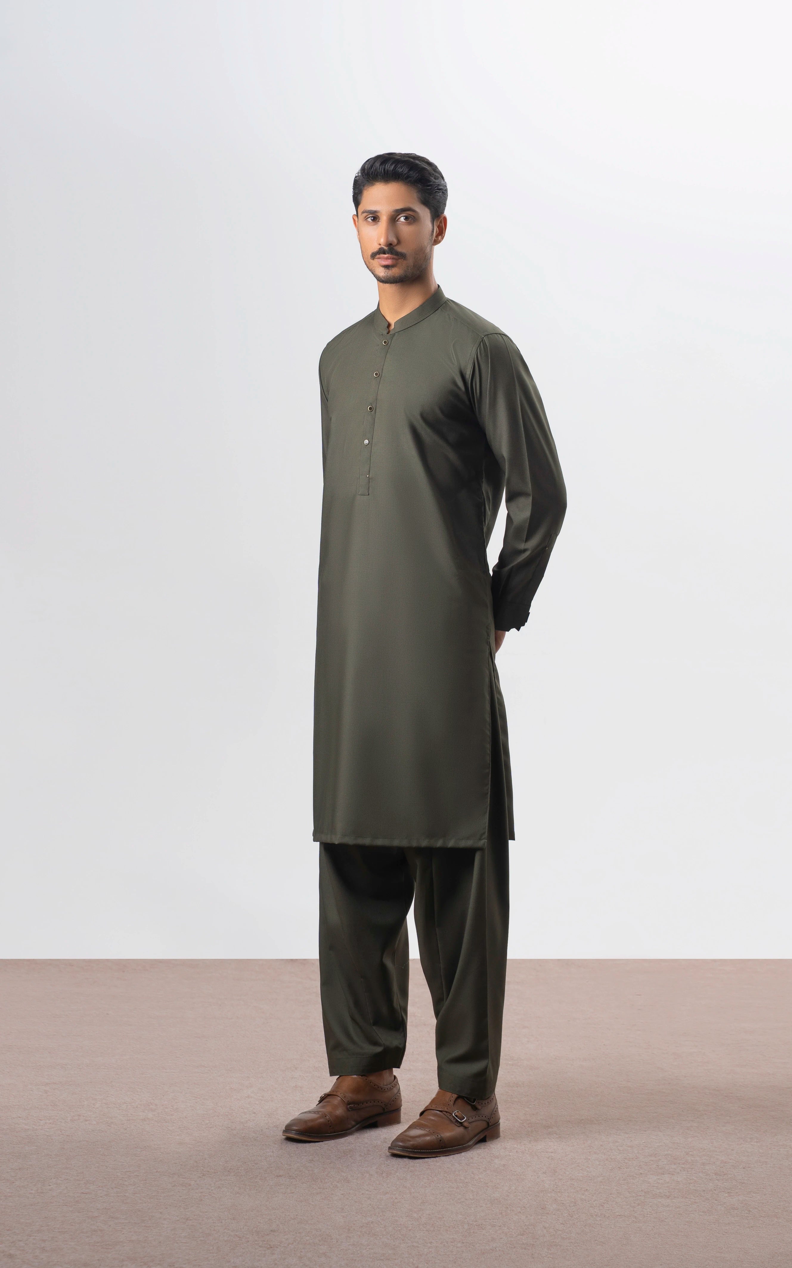 BLENDED KAMEEZ SHALWAR | EXECUTIVE COLLECTION OLIVE